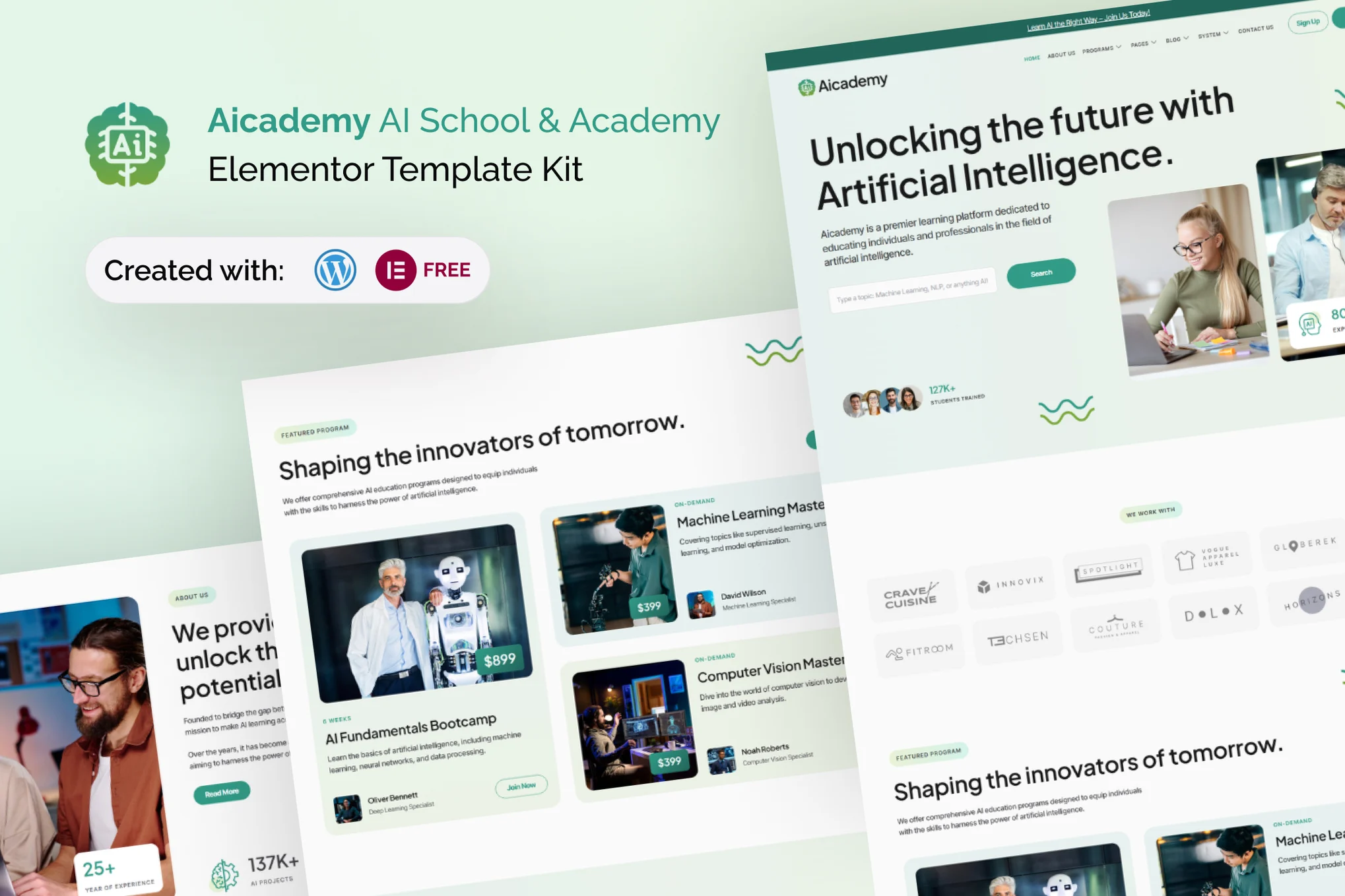 Aicademy-AI 学校和学院 Elementor 模板套件
