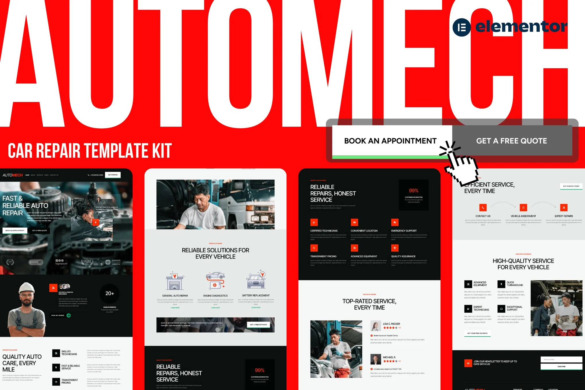 Automech – 汽车维修服务 Elementor 模板套件
