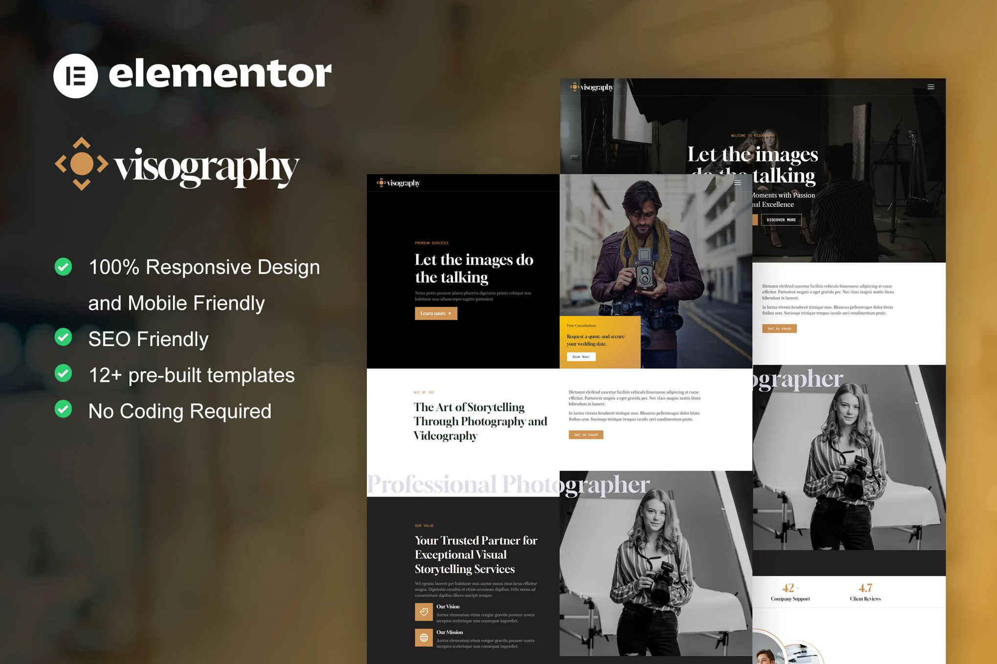 Visography – 摄影与作品集 Elementor 模板套件