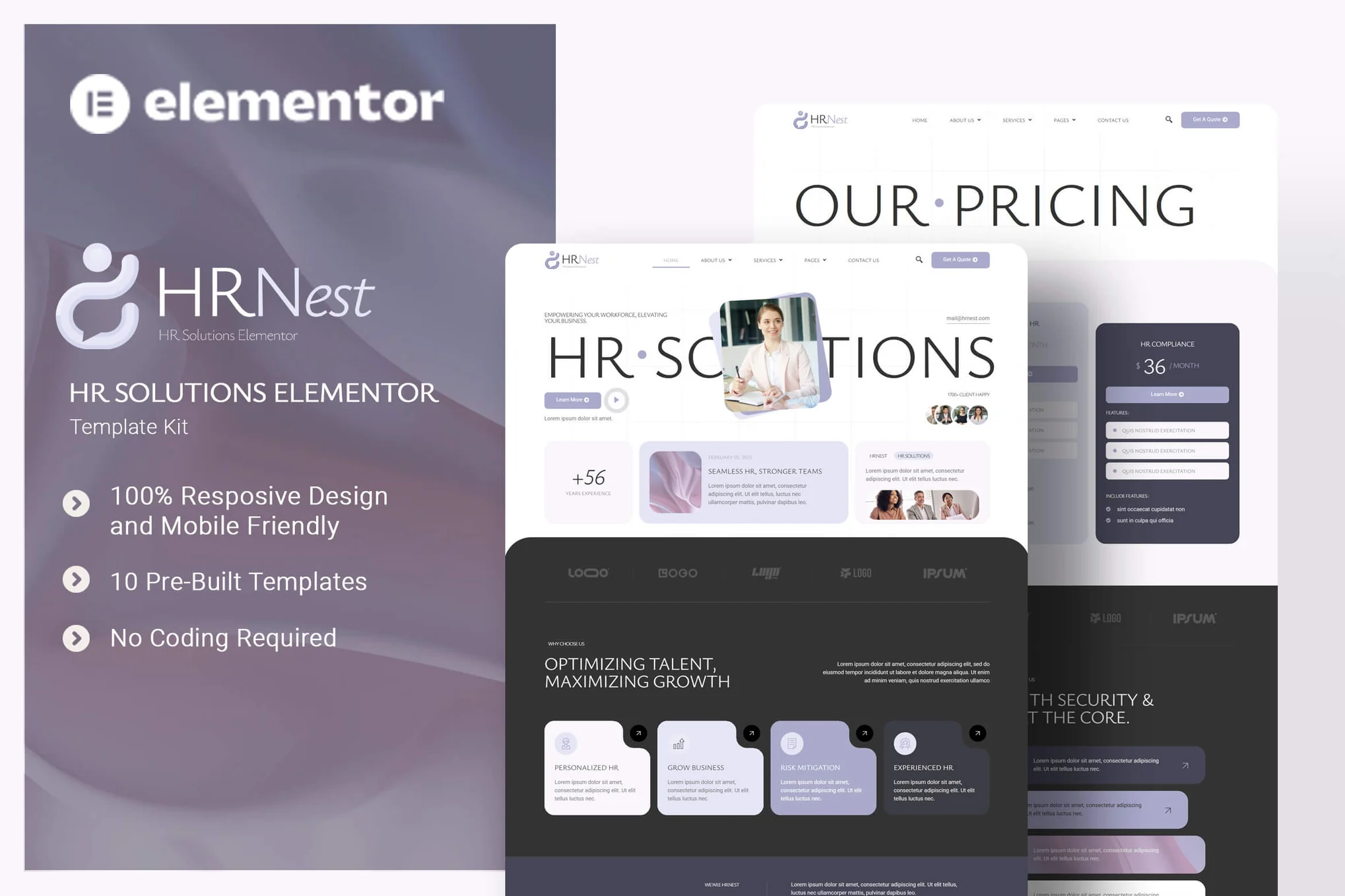 HRNest – HR 解决方案 Elementor 模板套件