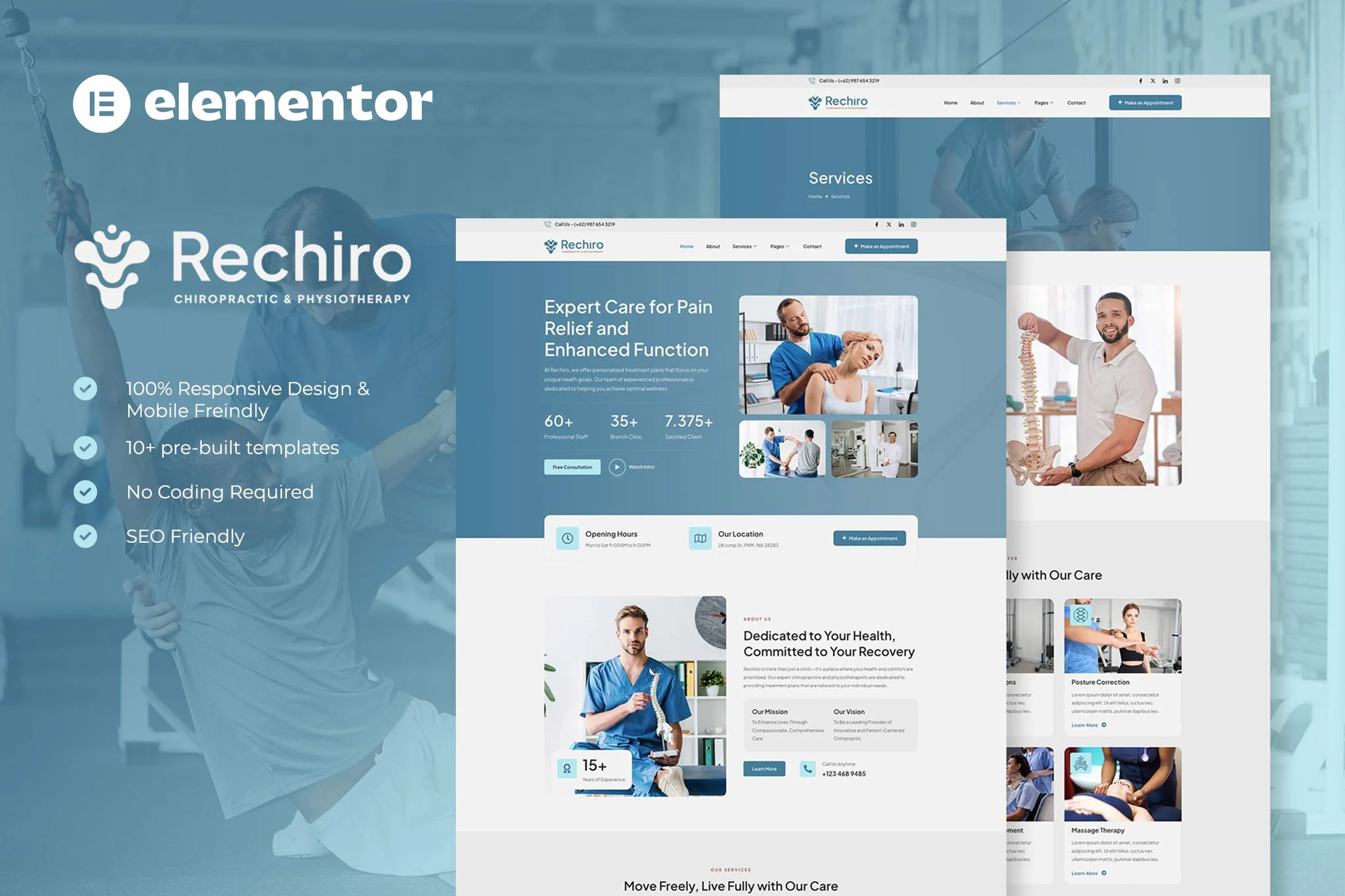Rechiro – 脊椎按摩和物理治疗 Elementor 模板套件