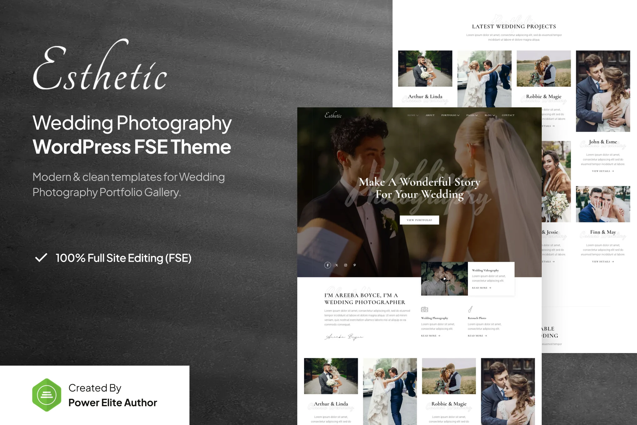 Esthetic – 婚礼摄影 FSE WordPress 主题