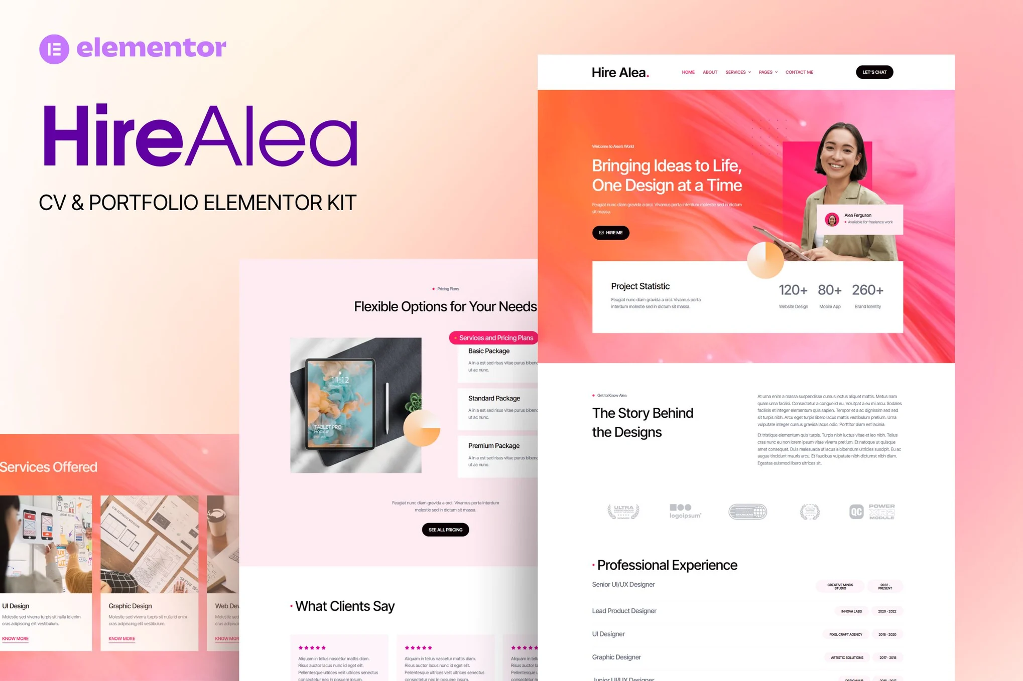 HireAlea-个人简历 Elementor 模板套件