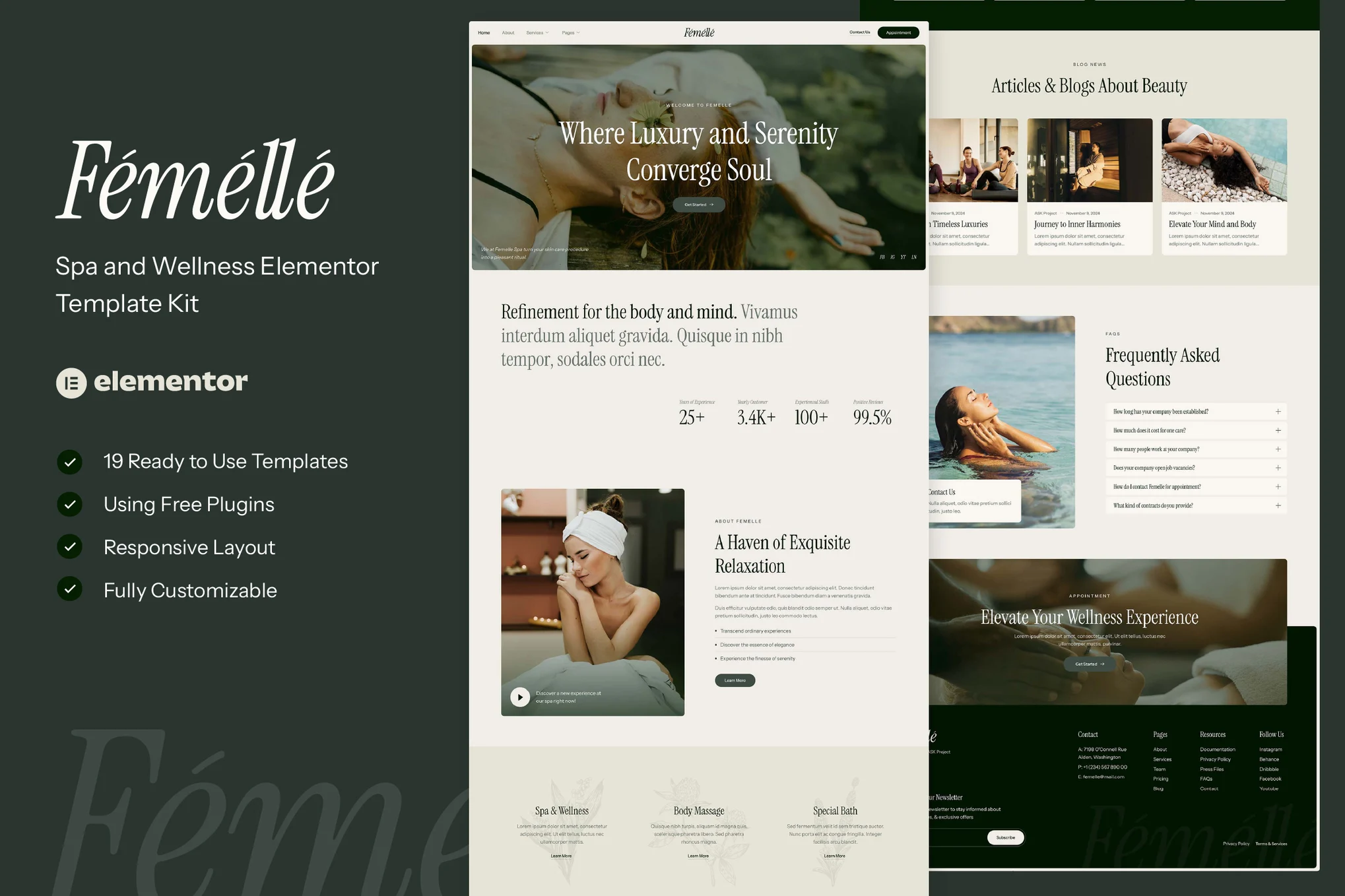 Femelle – Spa 和 Wellness Elementor 模板套件
