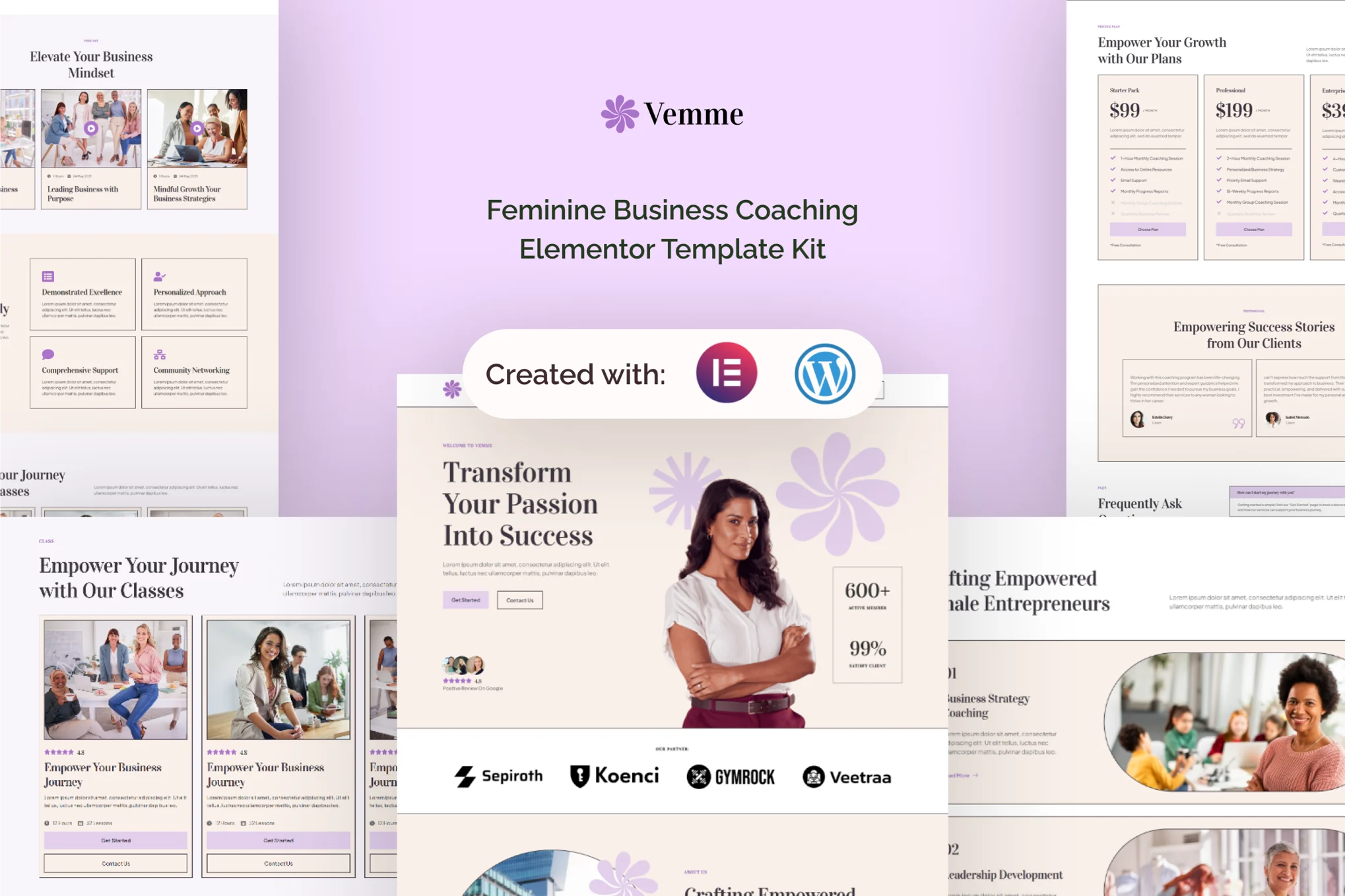 Vemme – 女性商务教练 Elementor 模板套件