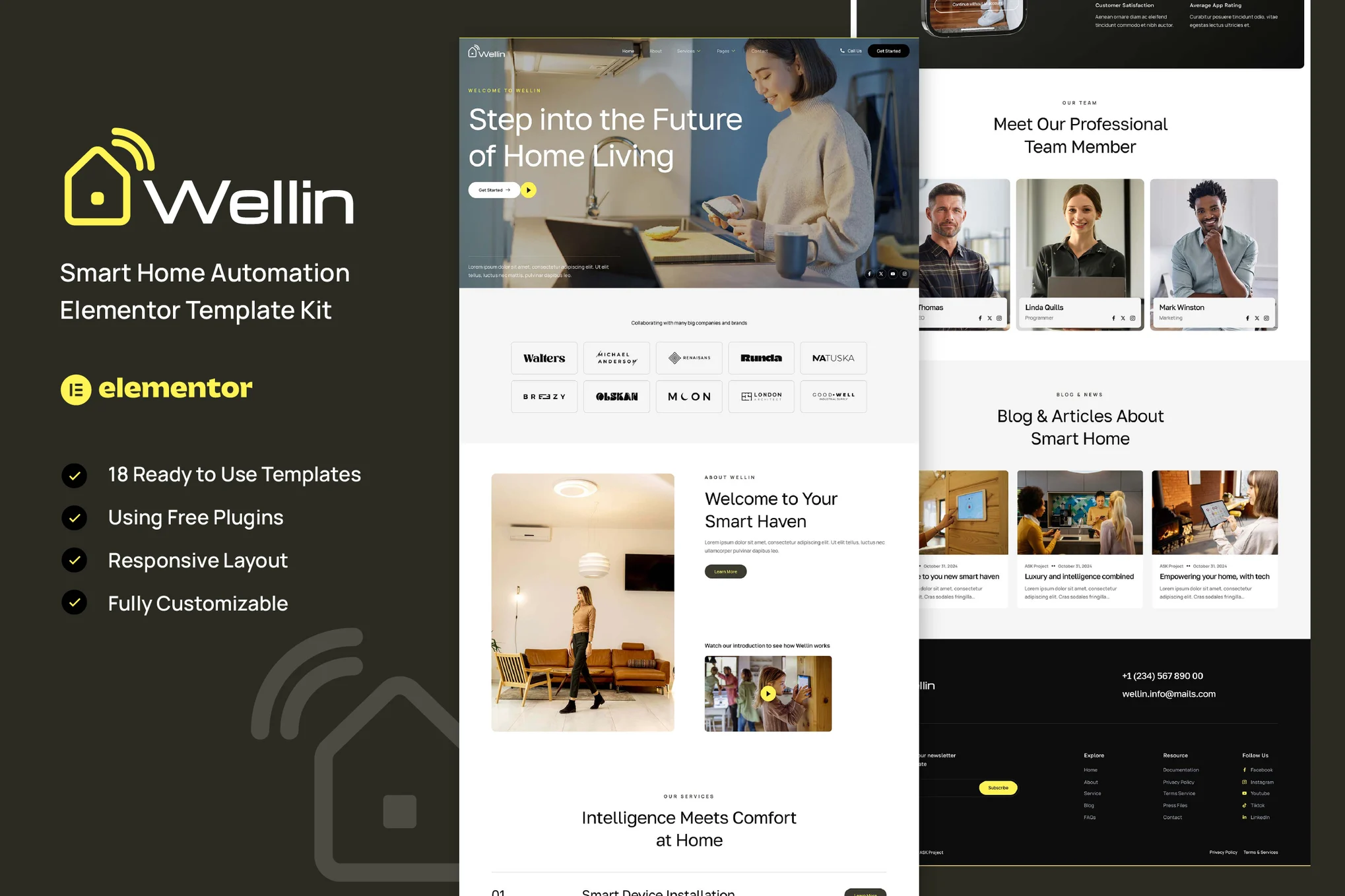 Wellin – 智能家居自动化 Elementor 模板套件