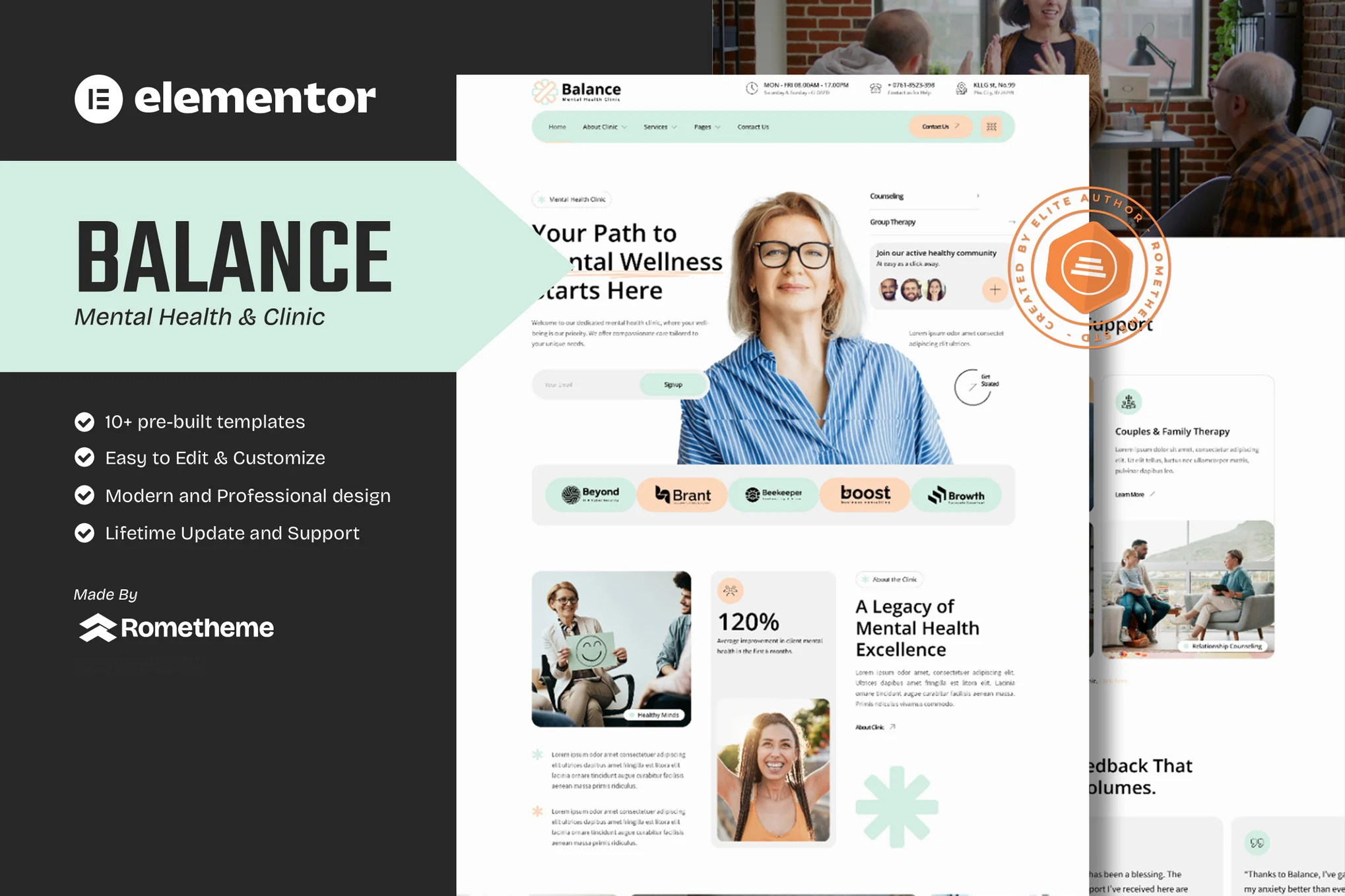 Balance – 心理健康诊所 Elementor 模板套件