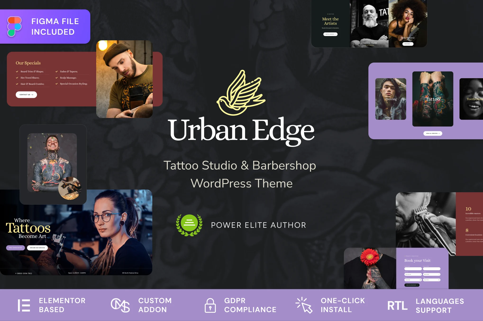 Urban Edge – 理发店和纹身工作室主题
