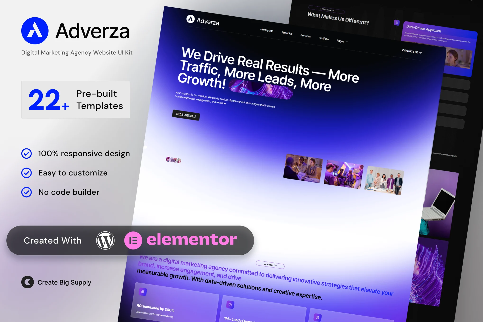 Adverza – 数字营销机构 Elementor 模板套件
