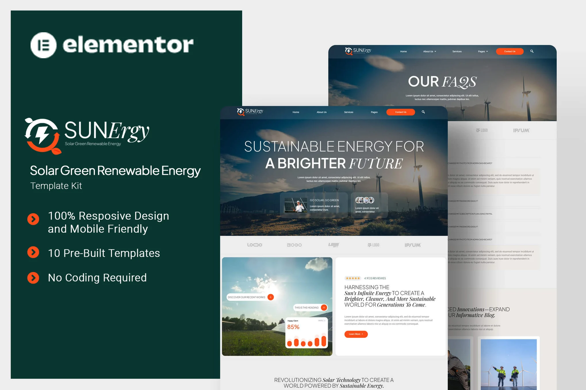 Sunergy – 太阳能绿色可再生能源 Elementor 模板套件