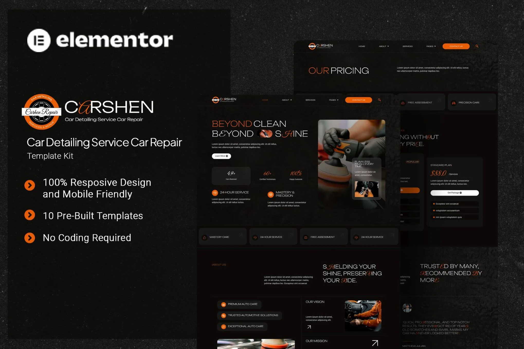 Carshen – 汽车美容服务汽车维修 Elementor 模板套件