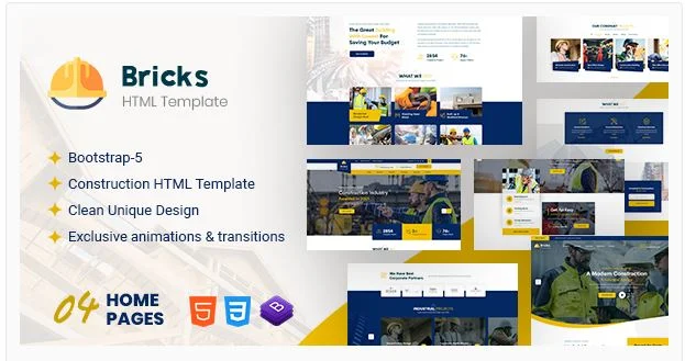 砖块建筑 HTML 模板 RTL 就绪