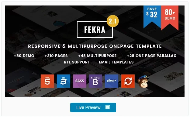 Fekra – 响应式单页/多页 HTML5 模板