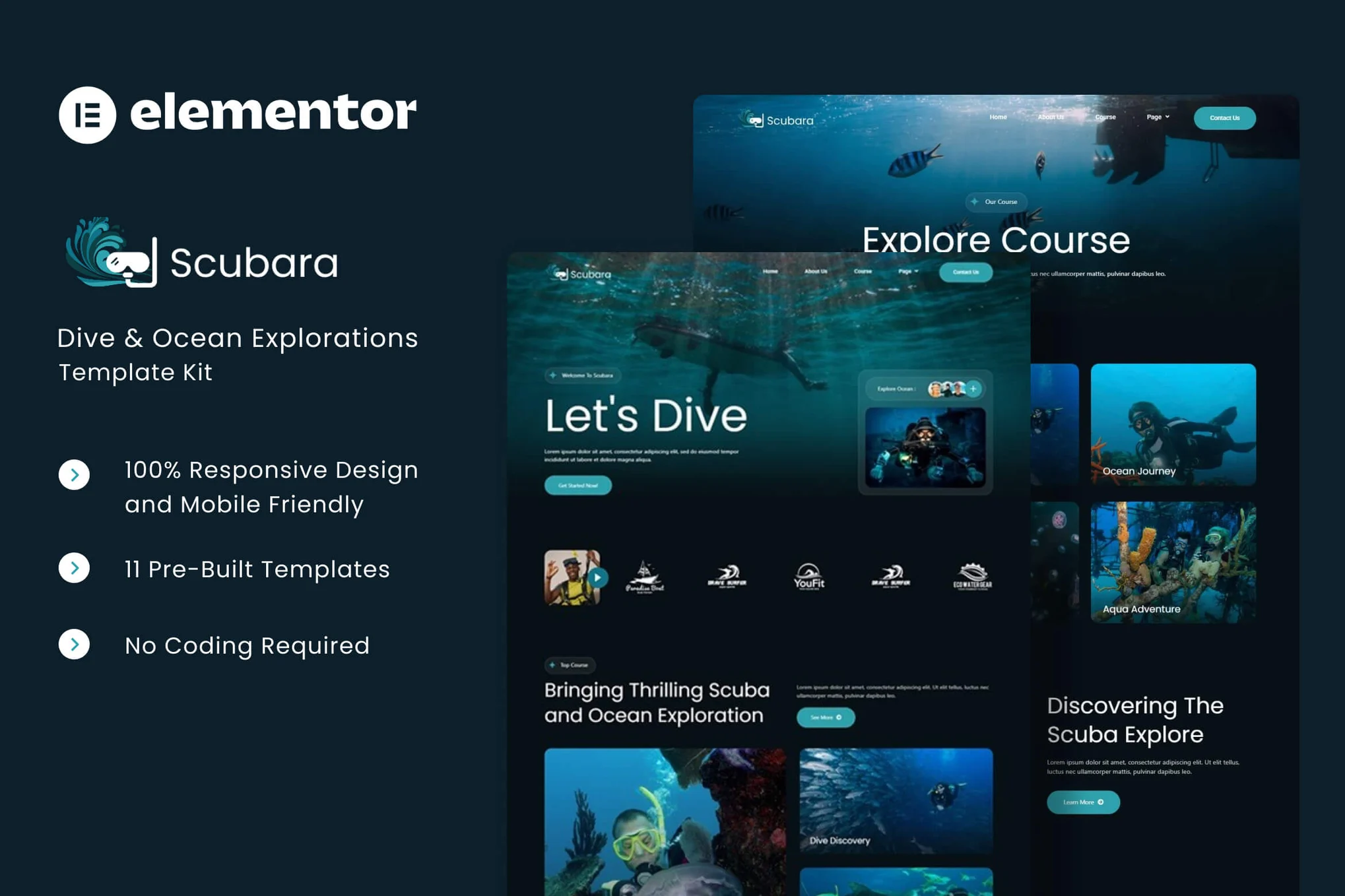 Scubara – 潜水和海洋探索 Elementor 模板套件