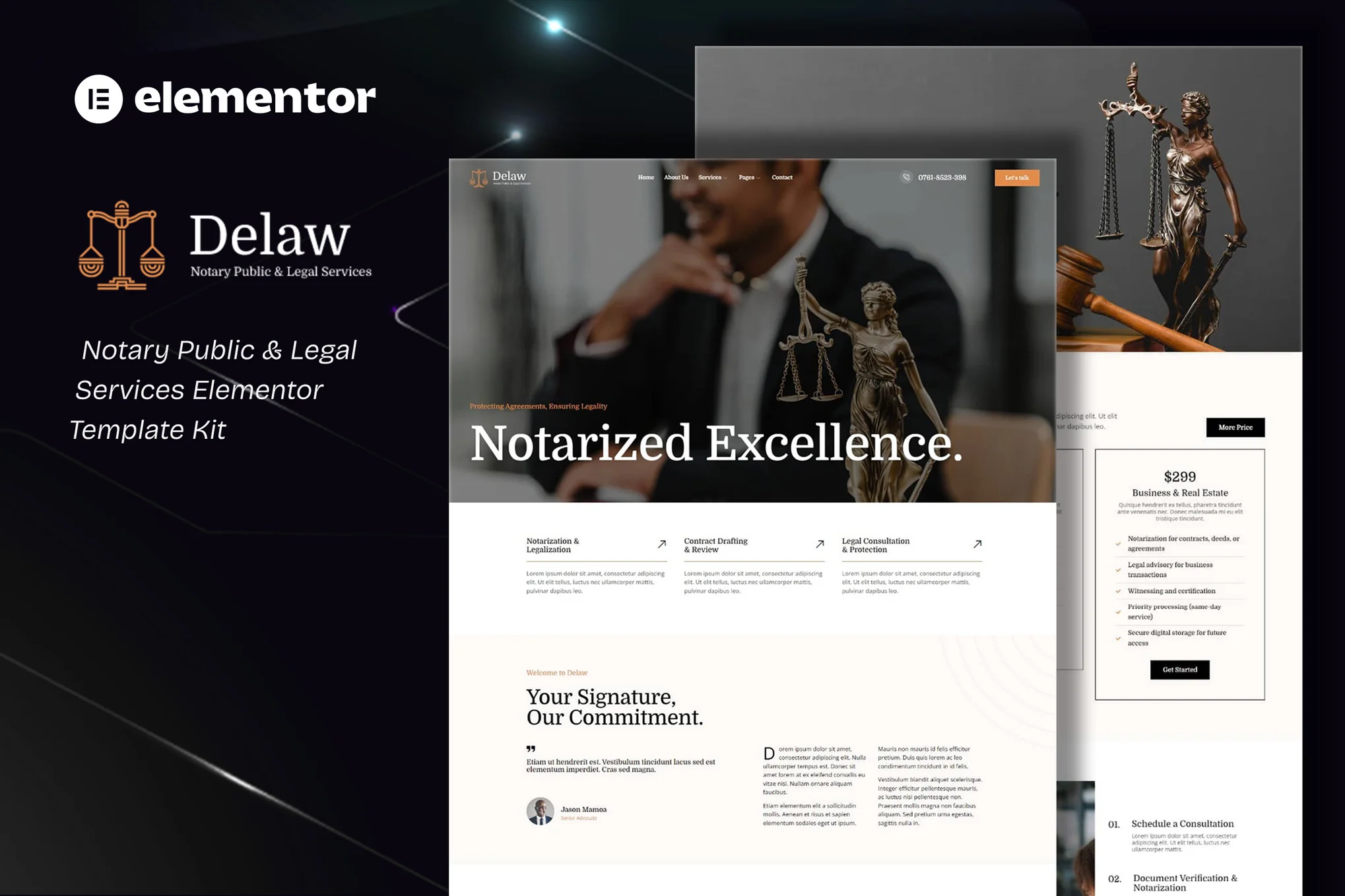 Delaw – 公证人和法律服务 Elementor 模板套件