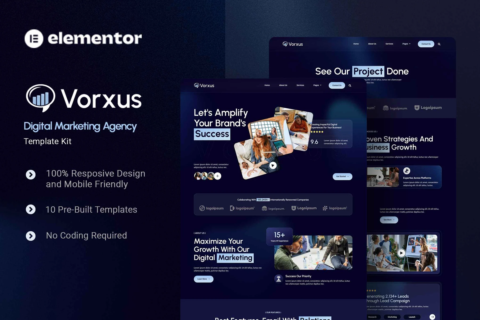 Vorxus – 数字营销机构 Elementor 模板套件