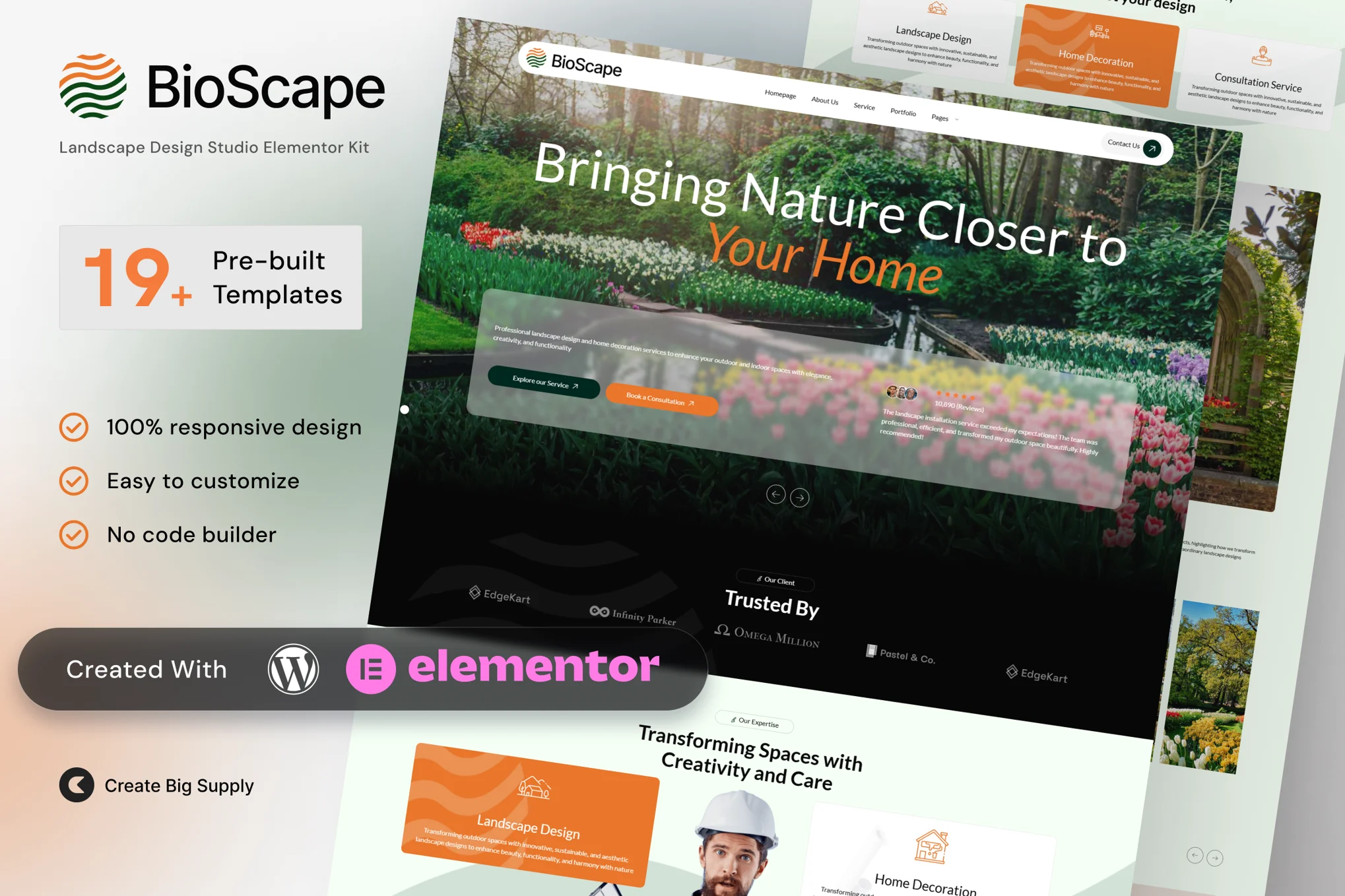 BioScape – 景观设计和家居装饰 Elementor 模板套件