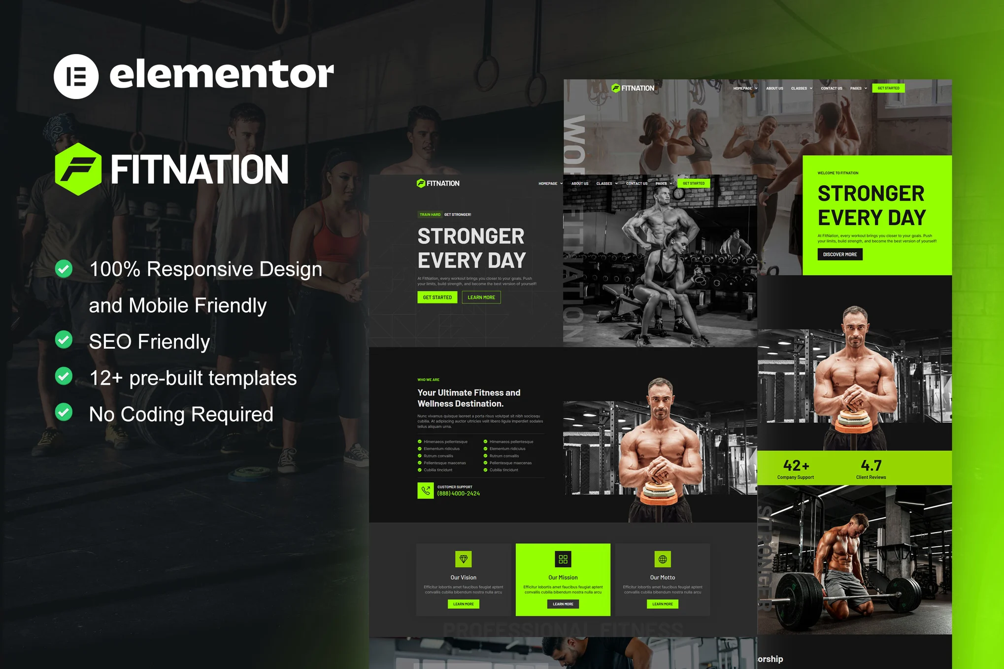 FitNation – 健身房和健身 Elementor 模板套件