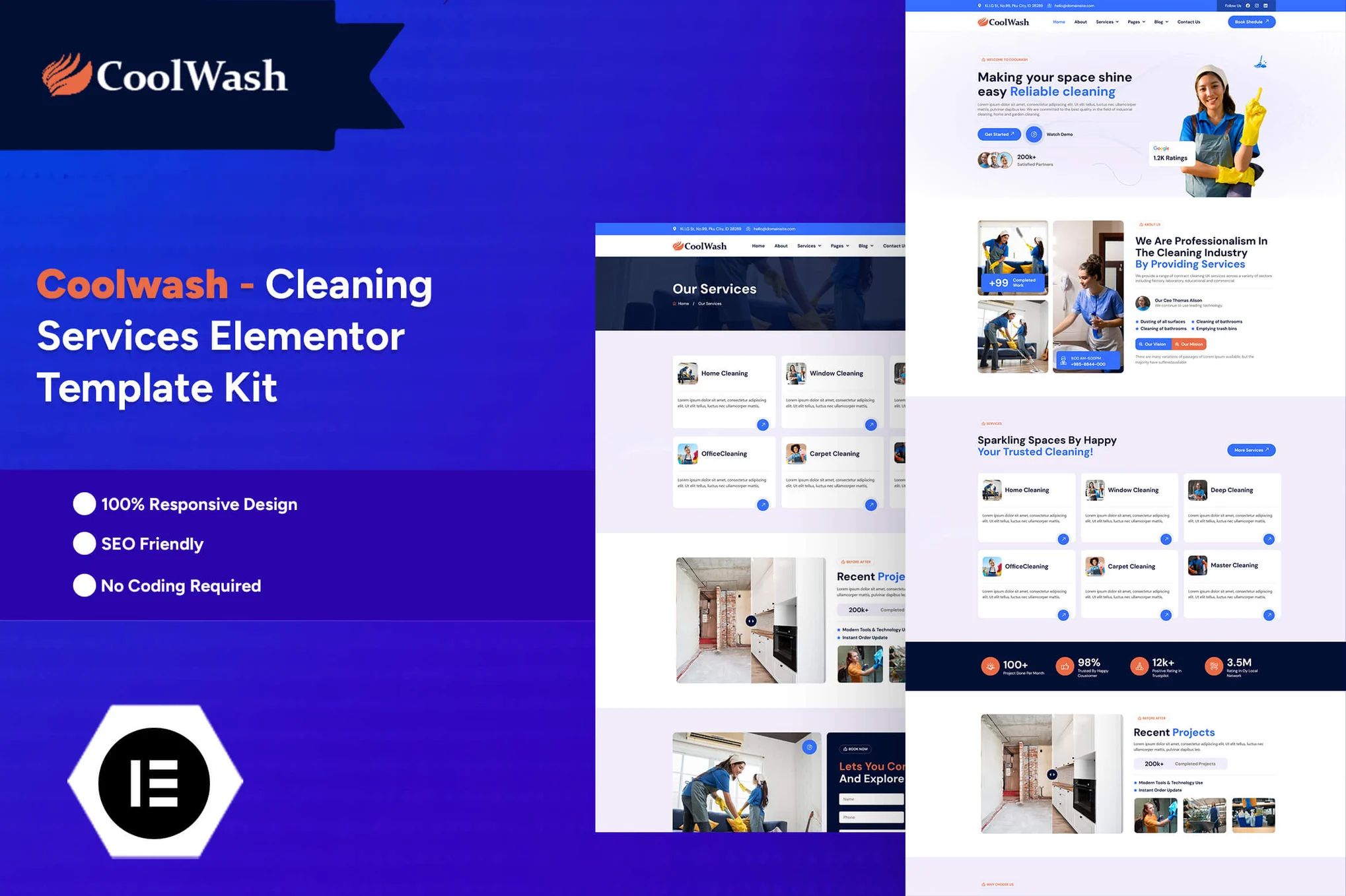 Coolwash – 清洁服务 Elementor Pro 模板套件