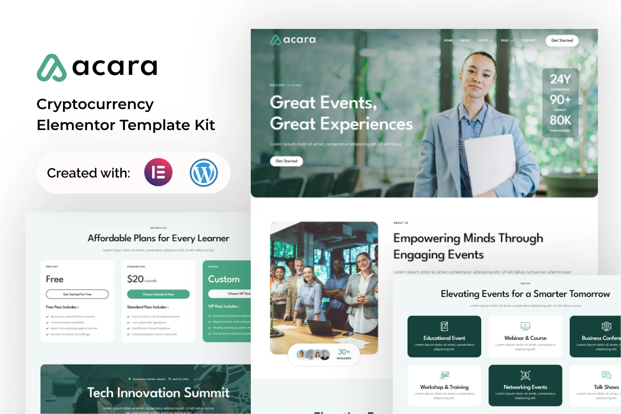 Acara – 活动和会议 Elementor 模板套件