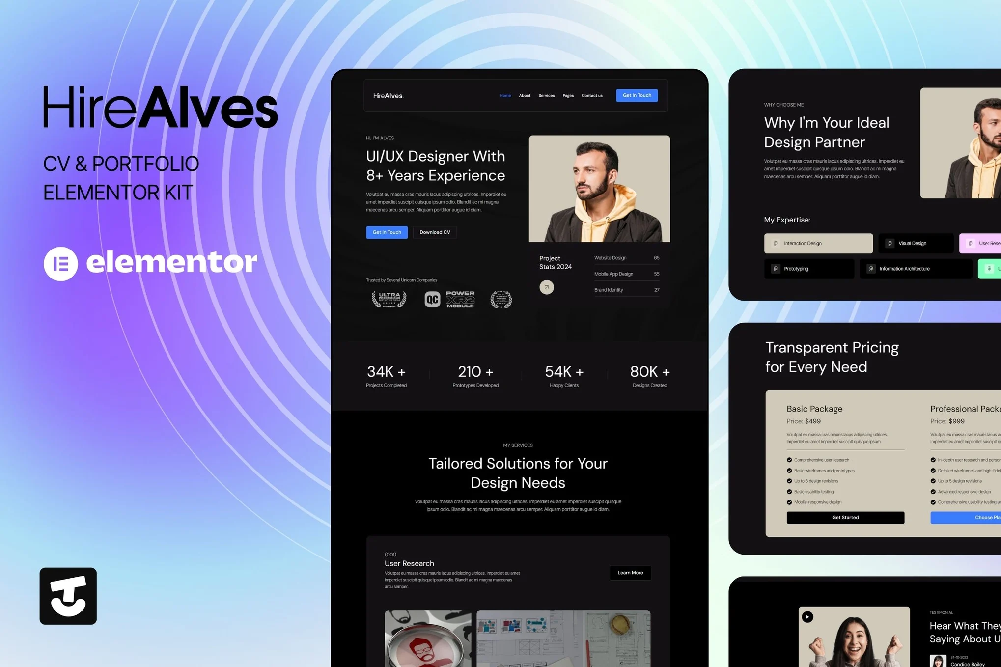 HireAlves – 简历和作品集 Elementor 模板套件