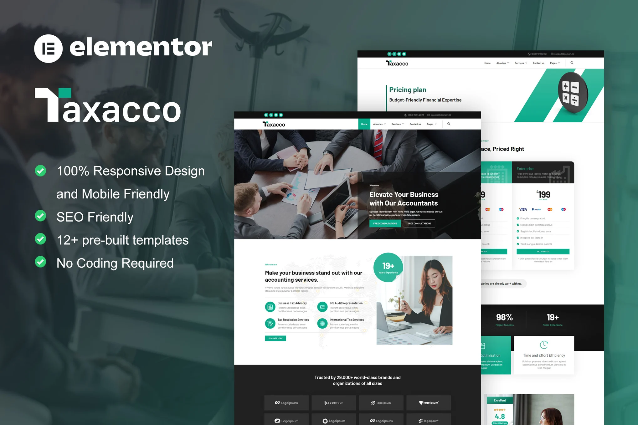 Taxacco – 会计公司 Elementor Pro 模板套件