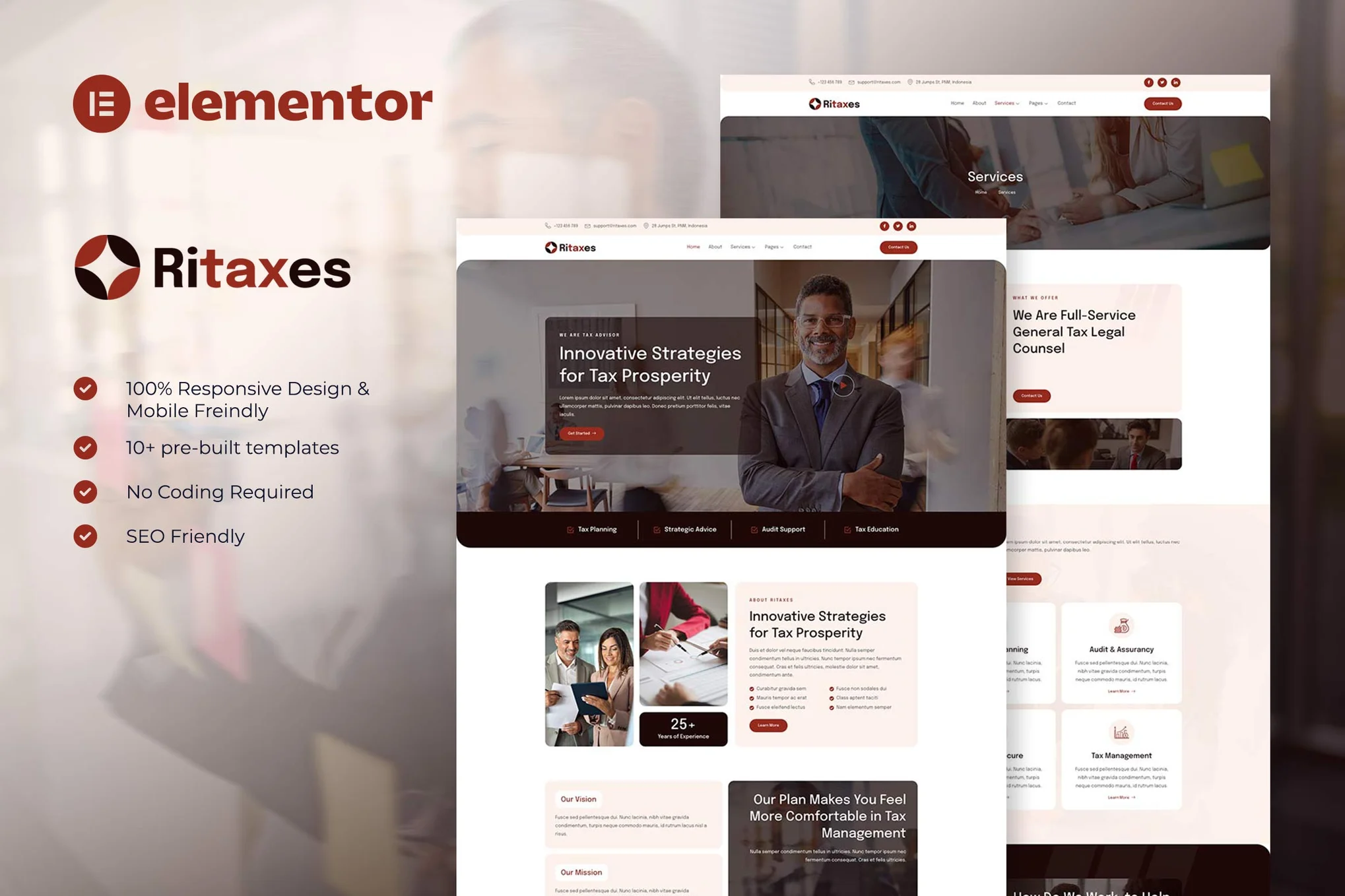 Ritaxes – 税务顾问和财务咨询 Elementor 模板套件