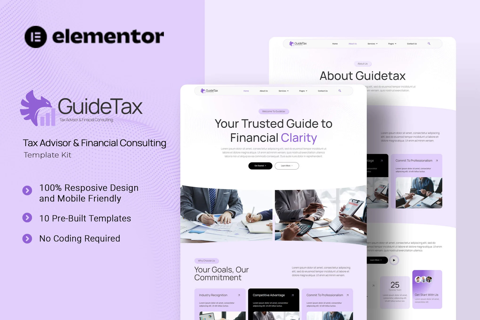 GuideTax – 税务顾问和财务咨询 Elementor 模板套件