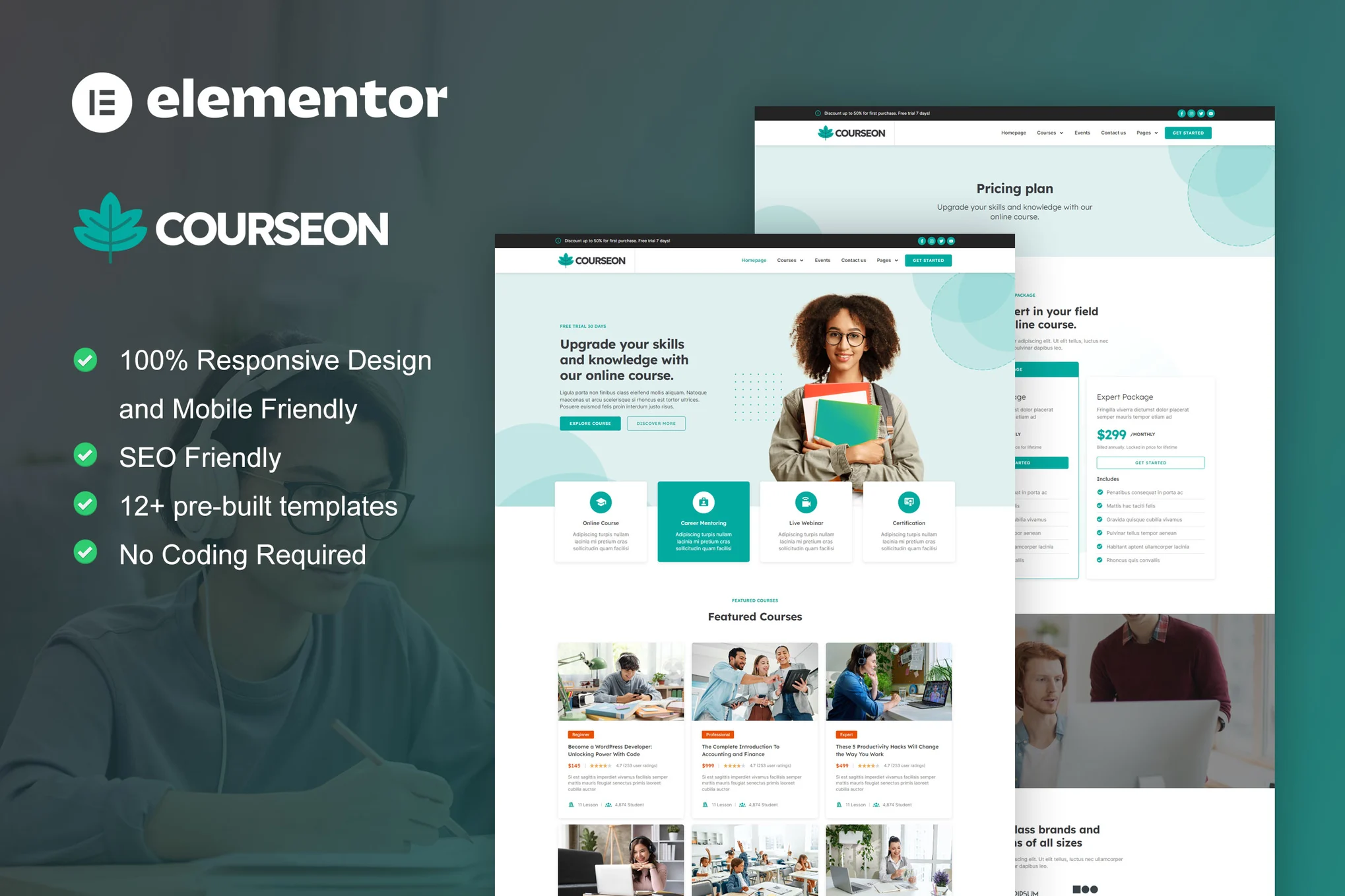 CourseOn – 在线课程和教育 Elementor Pro 模板套件