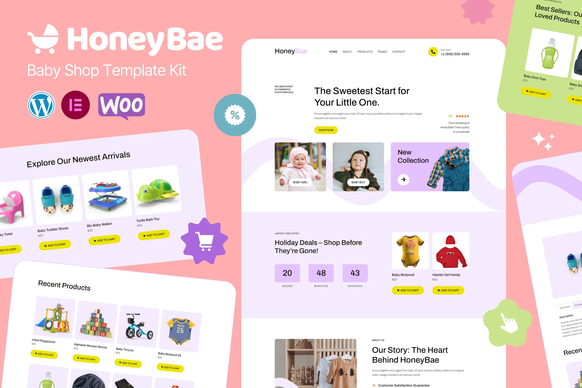 HoneyBae-婴儿商店电子商务 Elementor Pro 模板套件