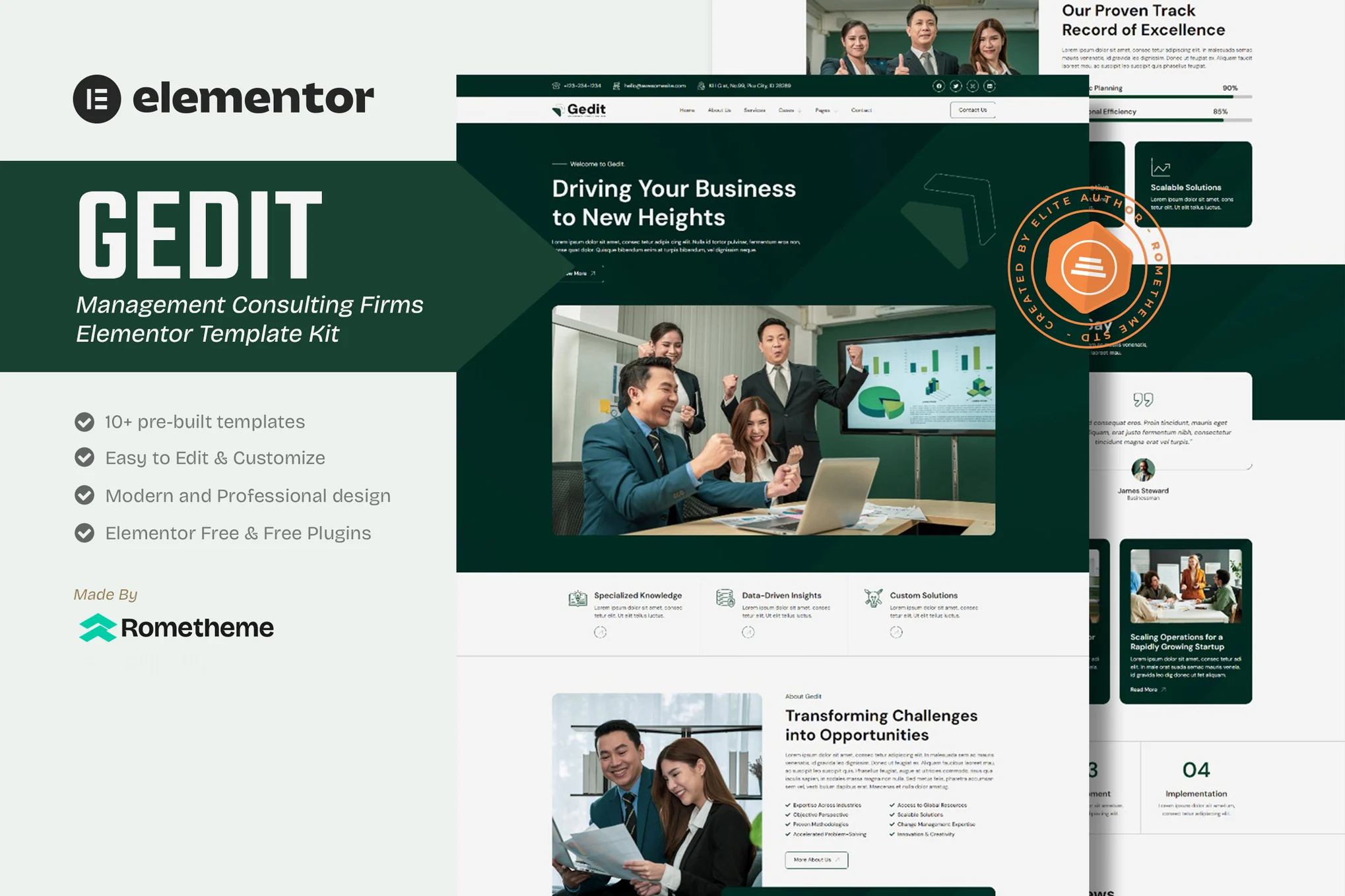 Gedit – 管理咨询公司 Elementor 模板套件