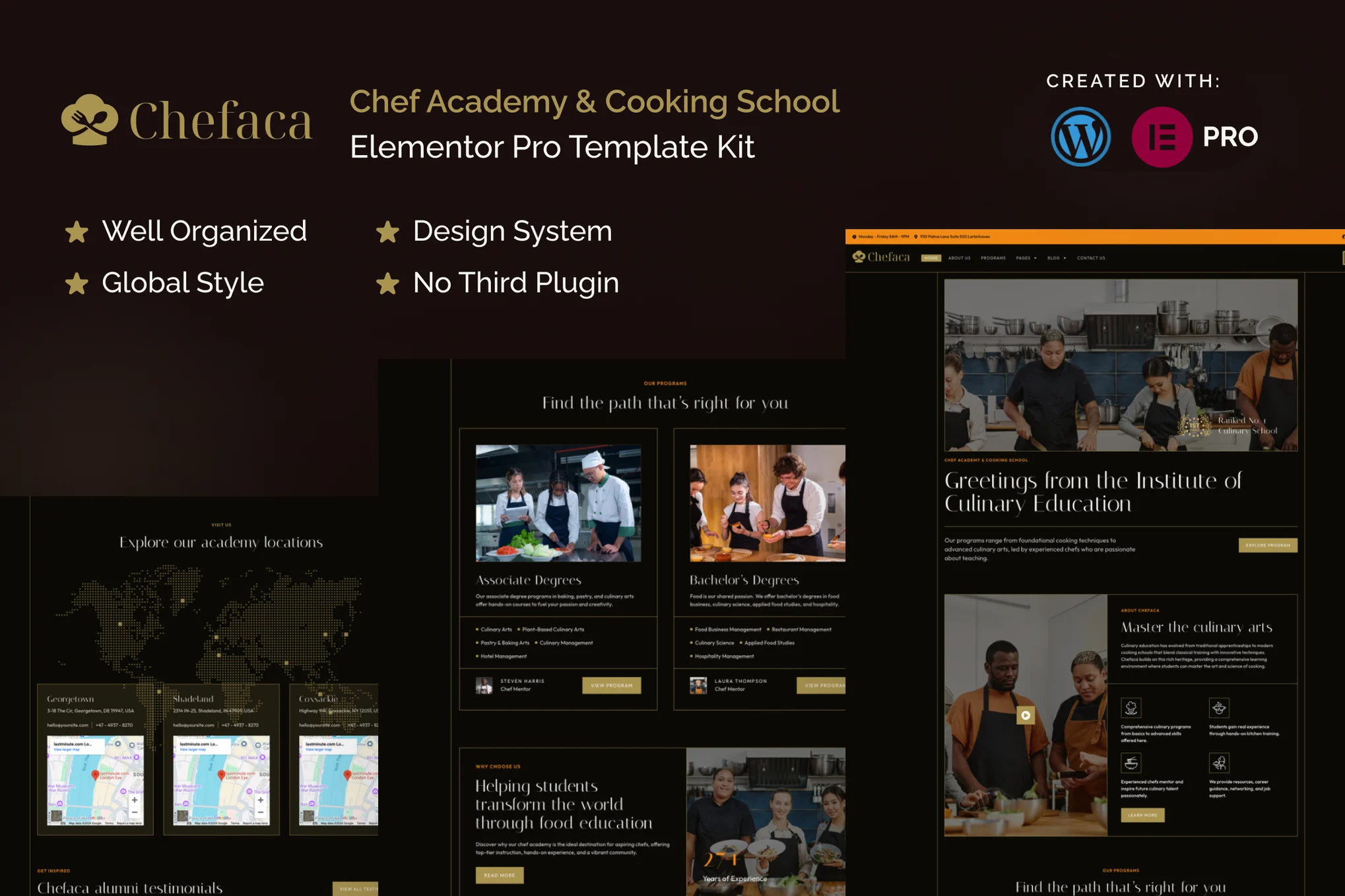 Chefaca – 厨师学院和烹饪学校 Elementor Pro 模板套件