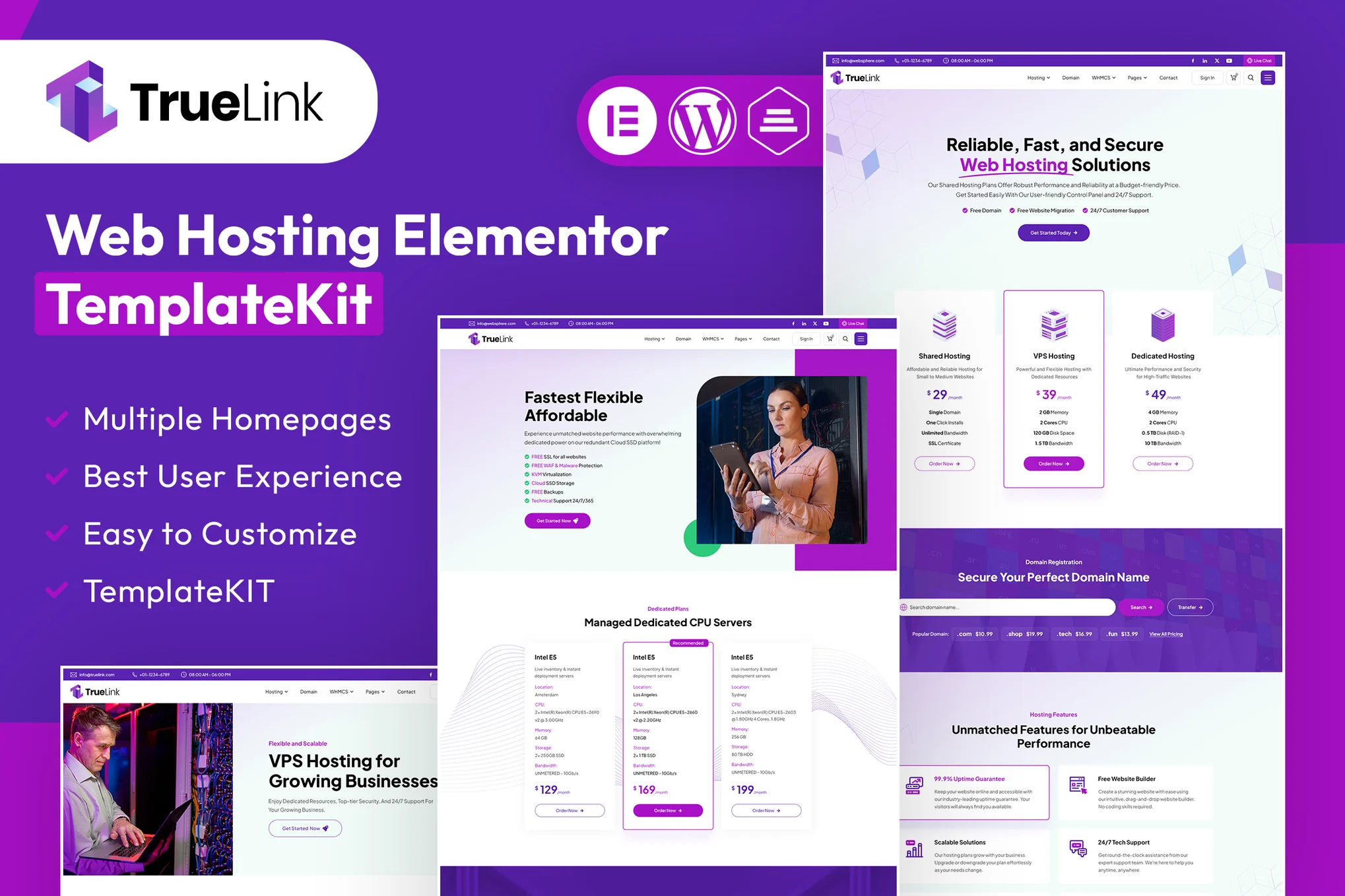 TrueLink – Web 托管 Elementor 模板套件