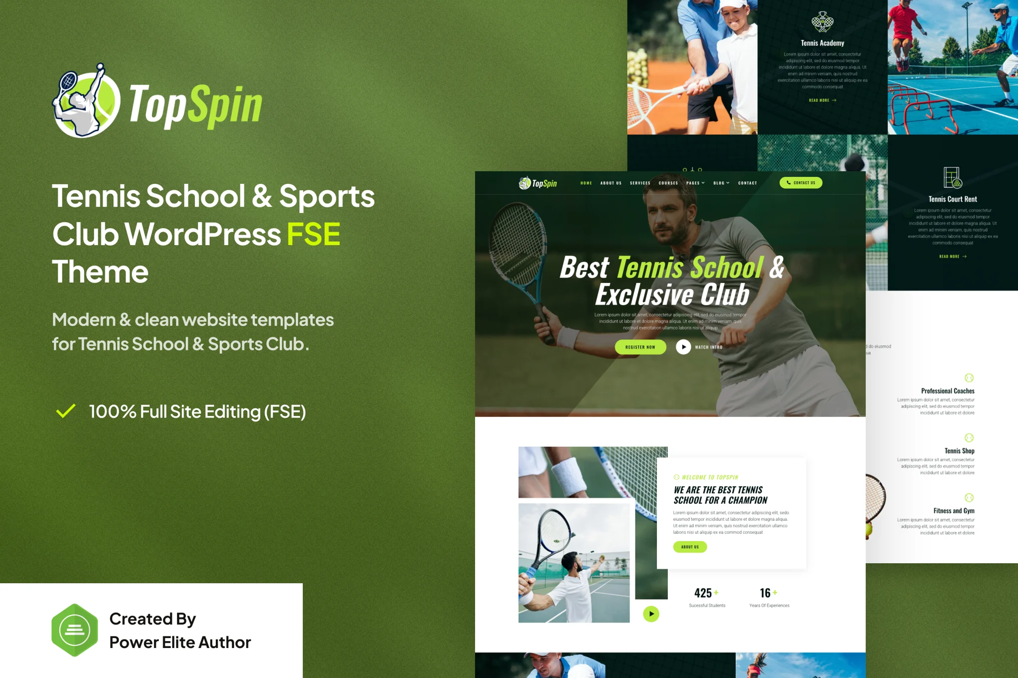 TopSpin – 网球学校和体育俱乐部 WP 主题