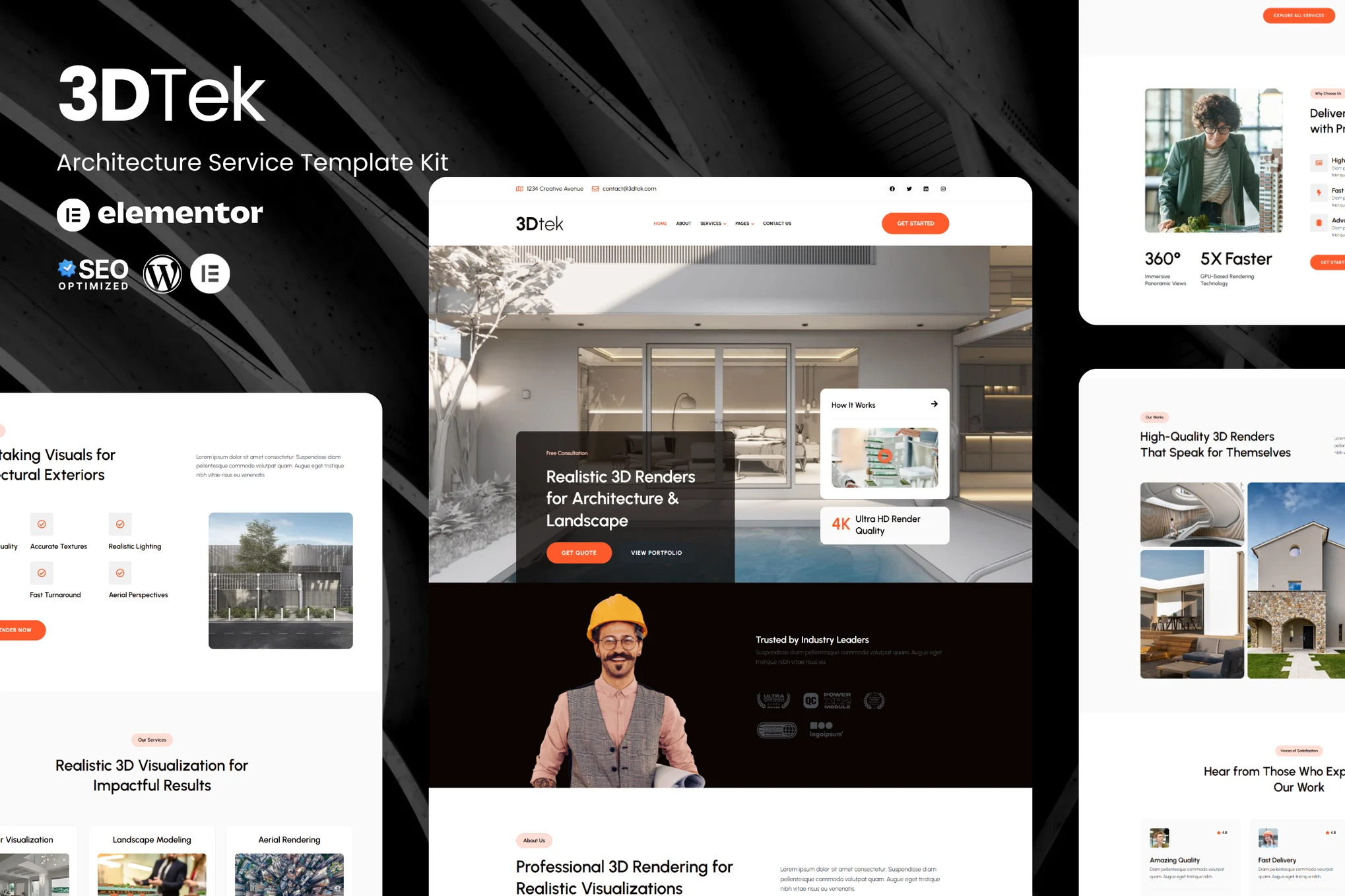 3DTek – 建筑与景观 Elementor Kit 的 3D 渲染服务