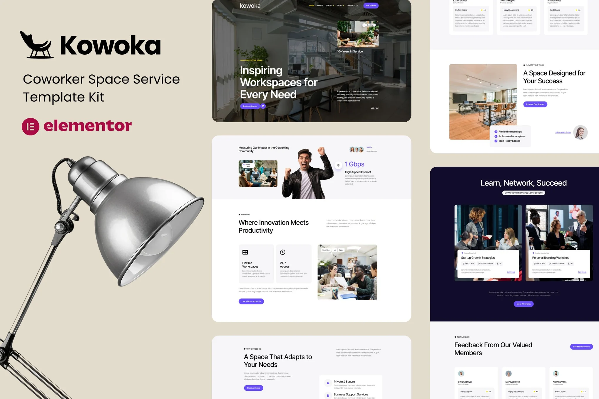Kowoka – 共享办公空间租赁 Elementor 套件