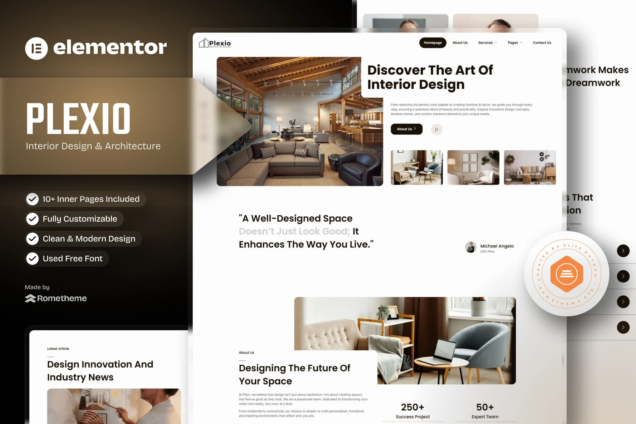 Plexio – 室内设计与建筑 Elementor 模板套件