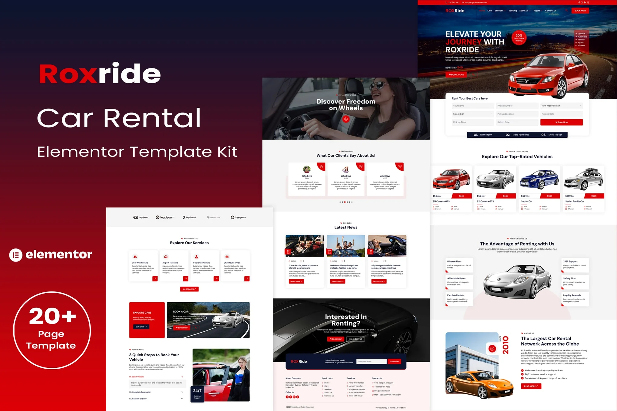 Roxride – 汽车租赁 Elementor 模板套件