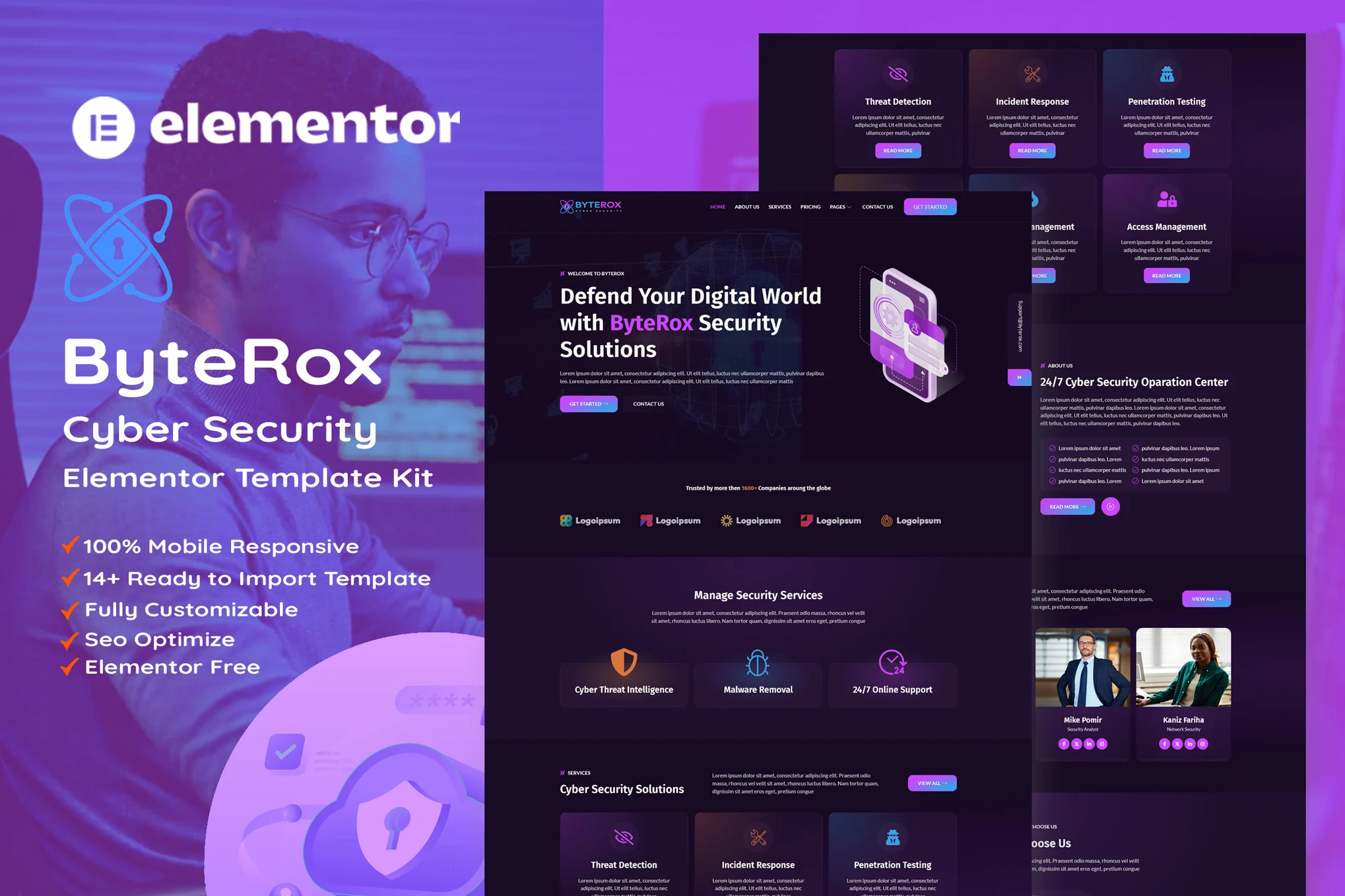 ByteRox – 网络安全 Elementor 模板套件