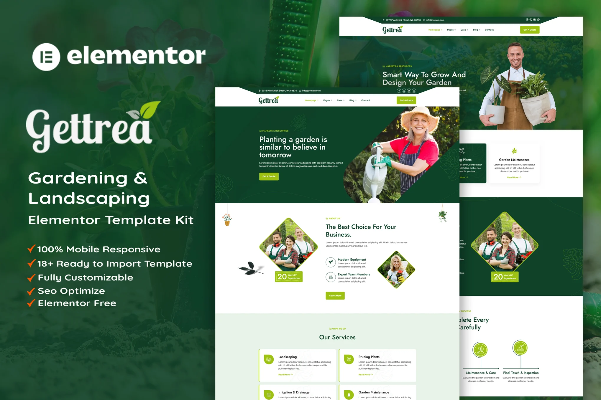 Gettrea – 园艺和景观设计 Elementor 模板套件