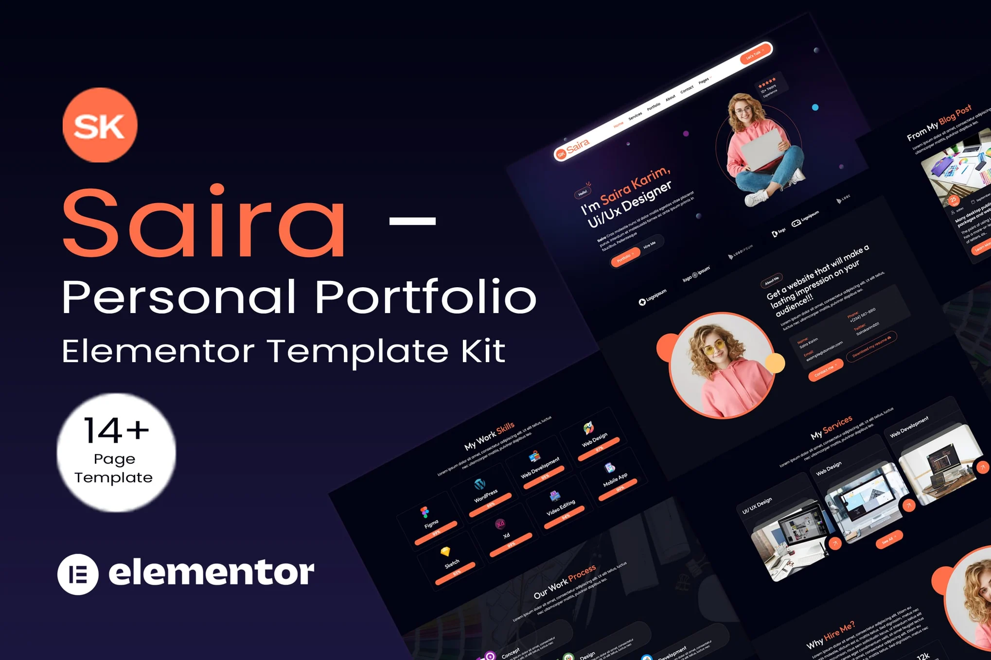 Saira – 个人作品集 Elementor 模板套件