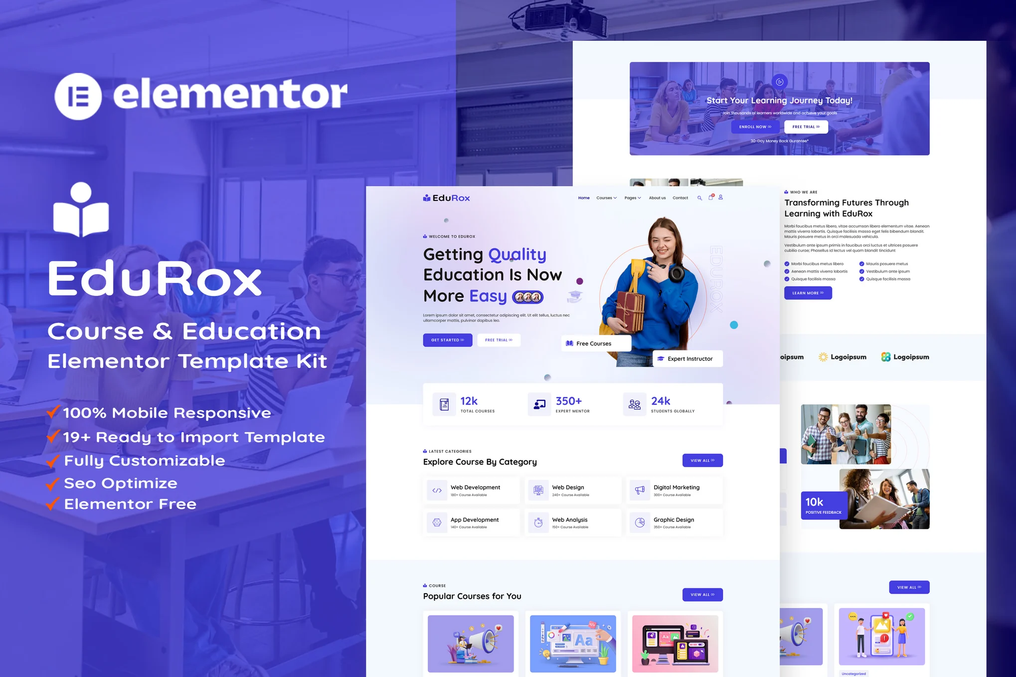 EduRox – 在线课程和教育 Elementor Pro 模板套件