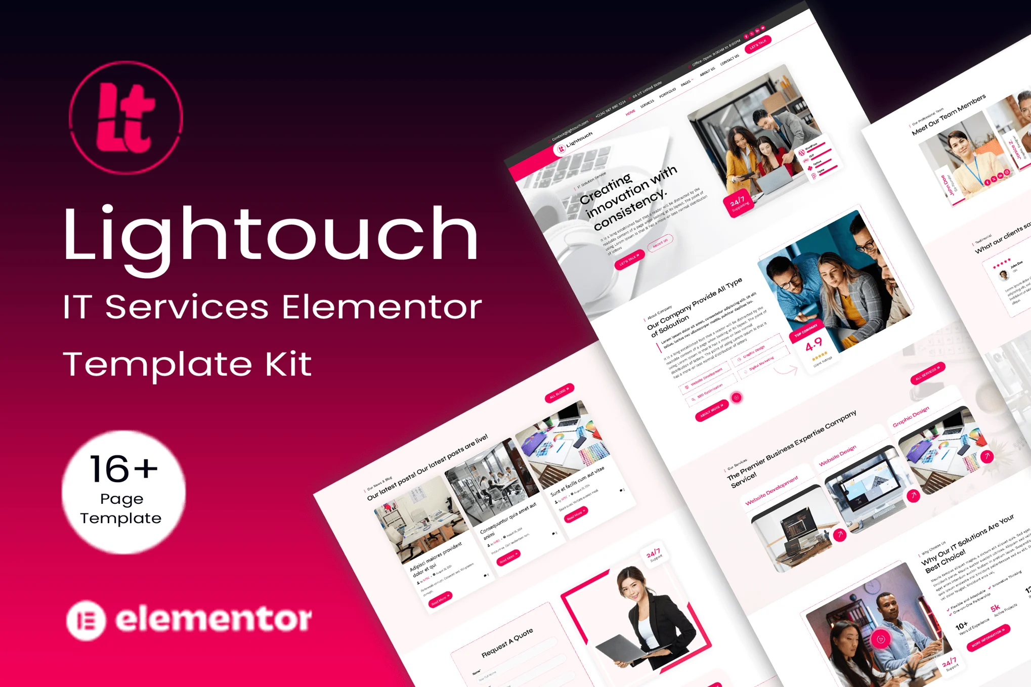 Lightouch – IT 解决方案 Elementor 模板套件