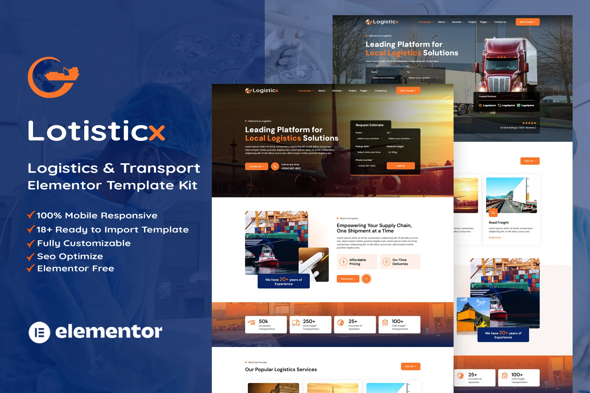 Logisticx – 物流与运输 Elementor 模板套件