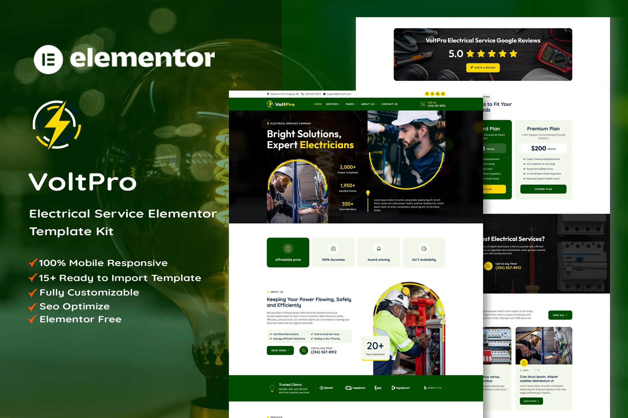 Voltpro – 电气服务 Elementor 模板套件