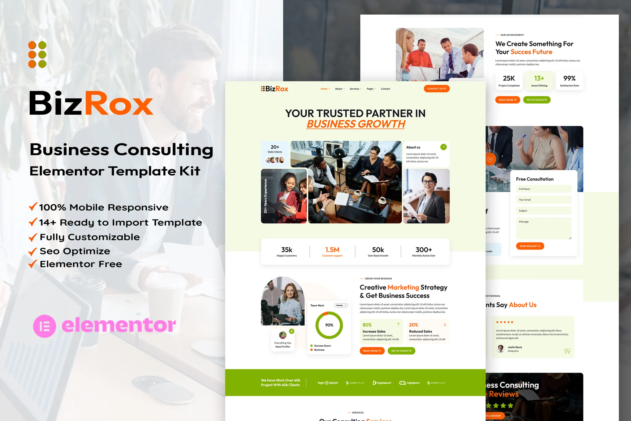 BizRox – 商业咨询 Elementor 模板套件
