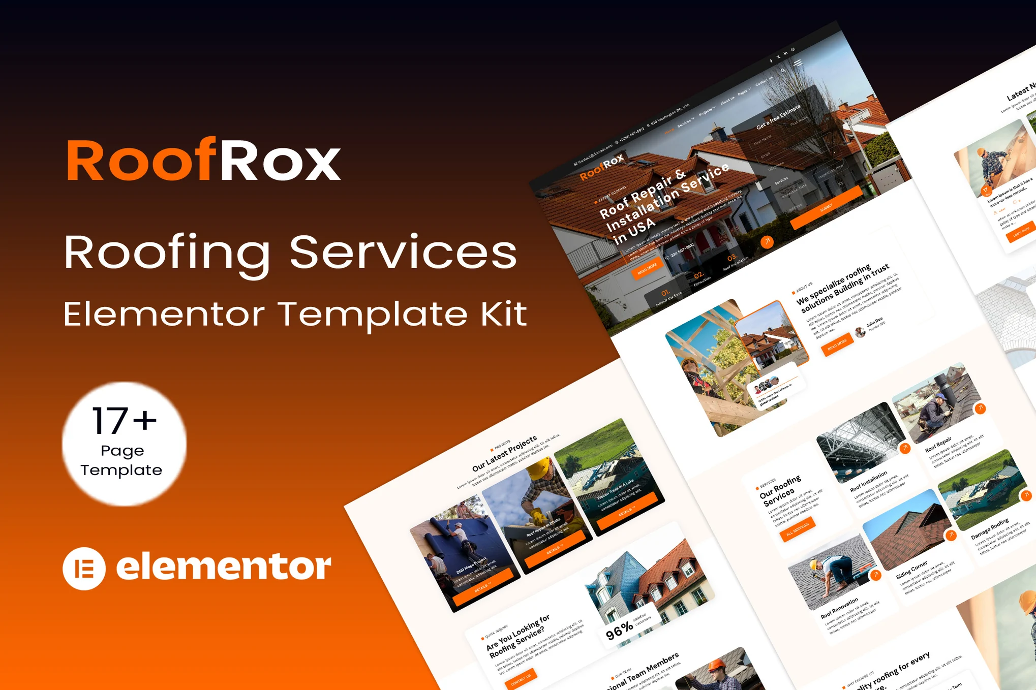 Roofrox – 屋顶服务 Elementor 模板套件