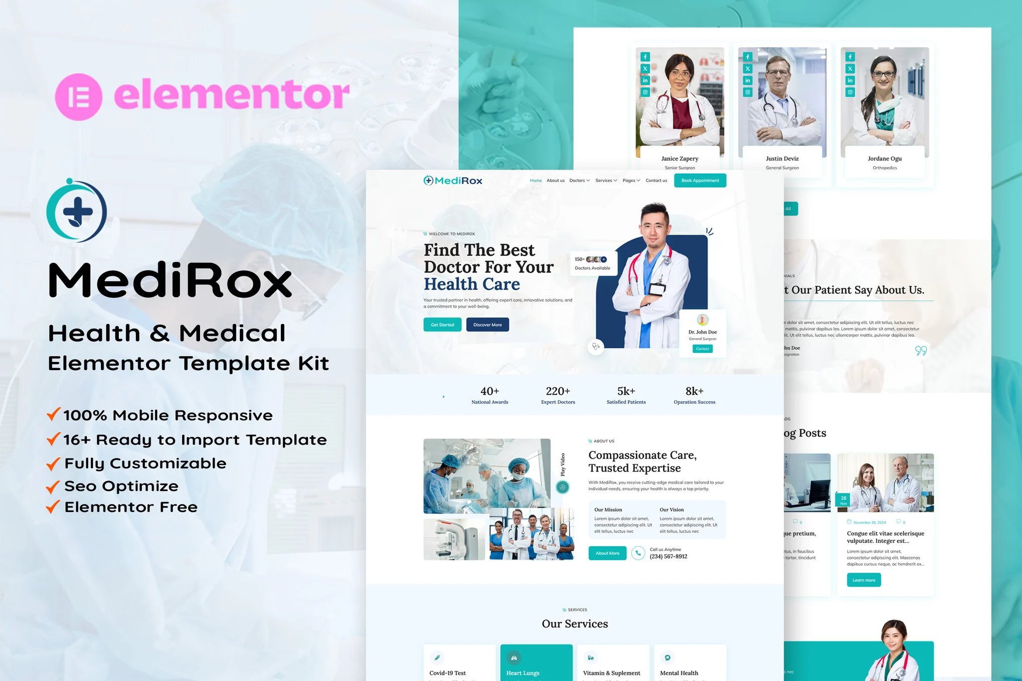 MediRox – 健康与医疗 Elementor 模板套件