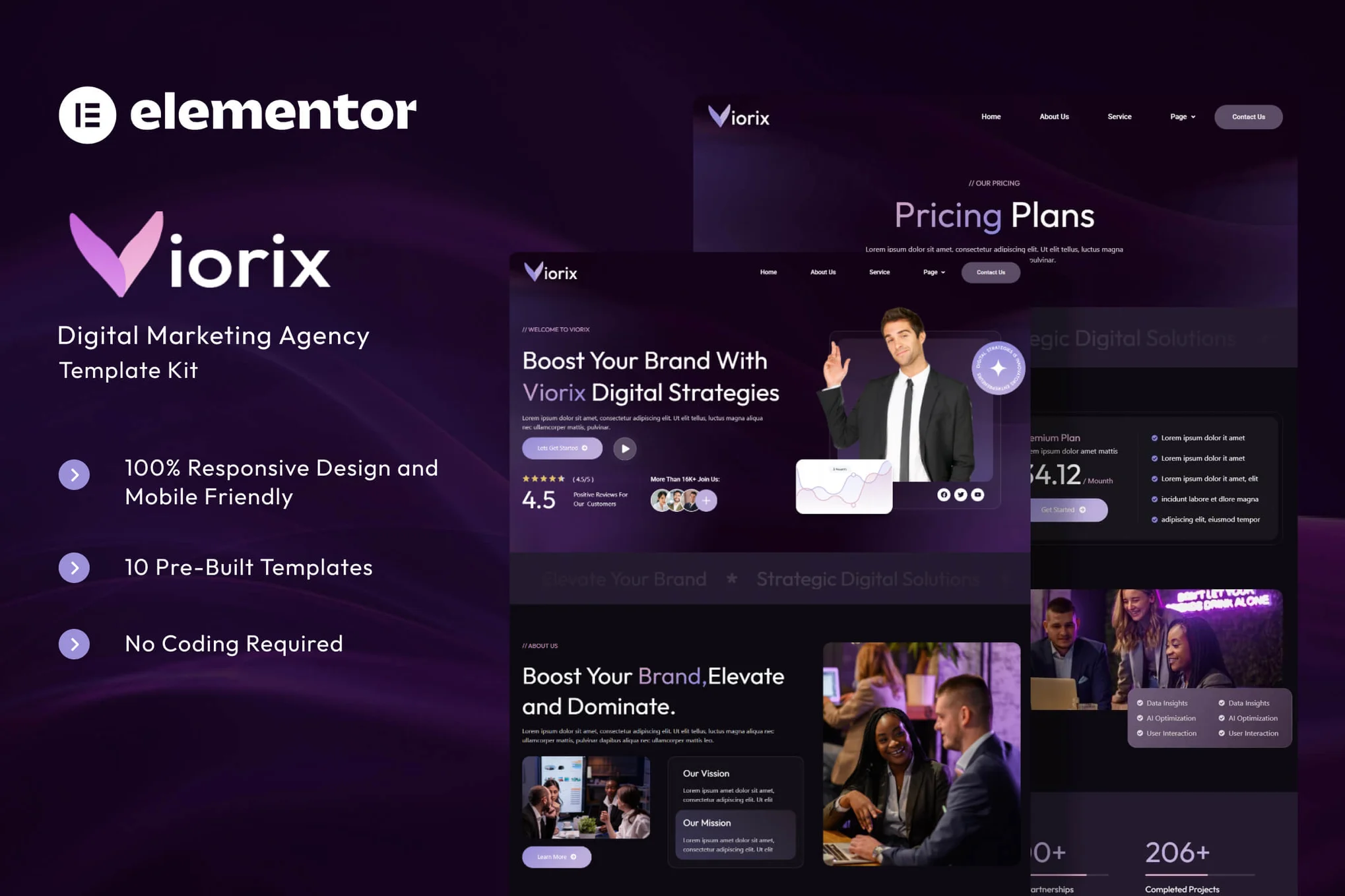 Viorix – 数字营销机构 Elementor 模板套件
