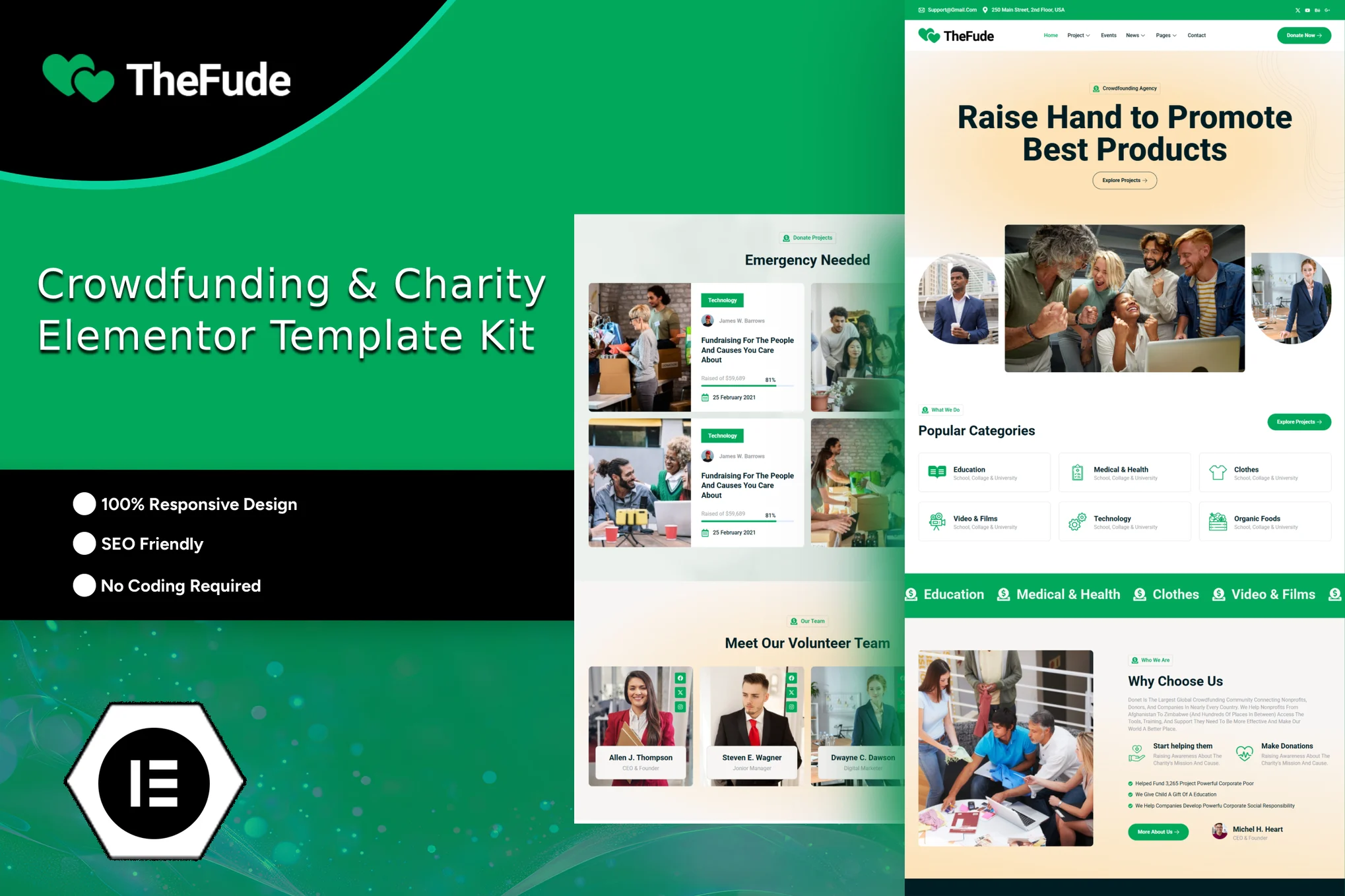 TheFude – 众筹与慈善 Elementor 模板套件
